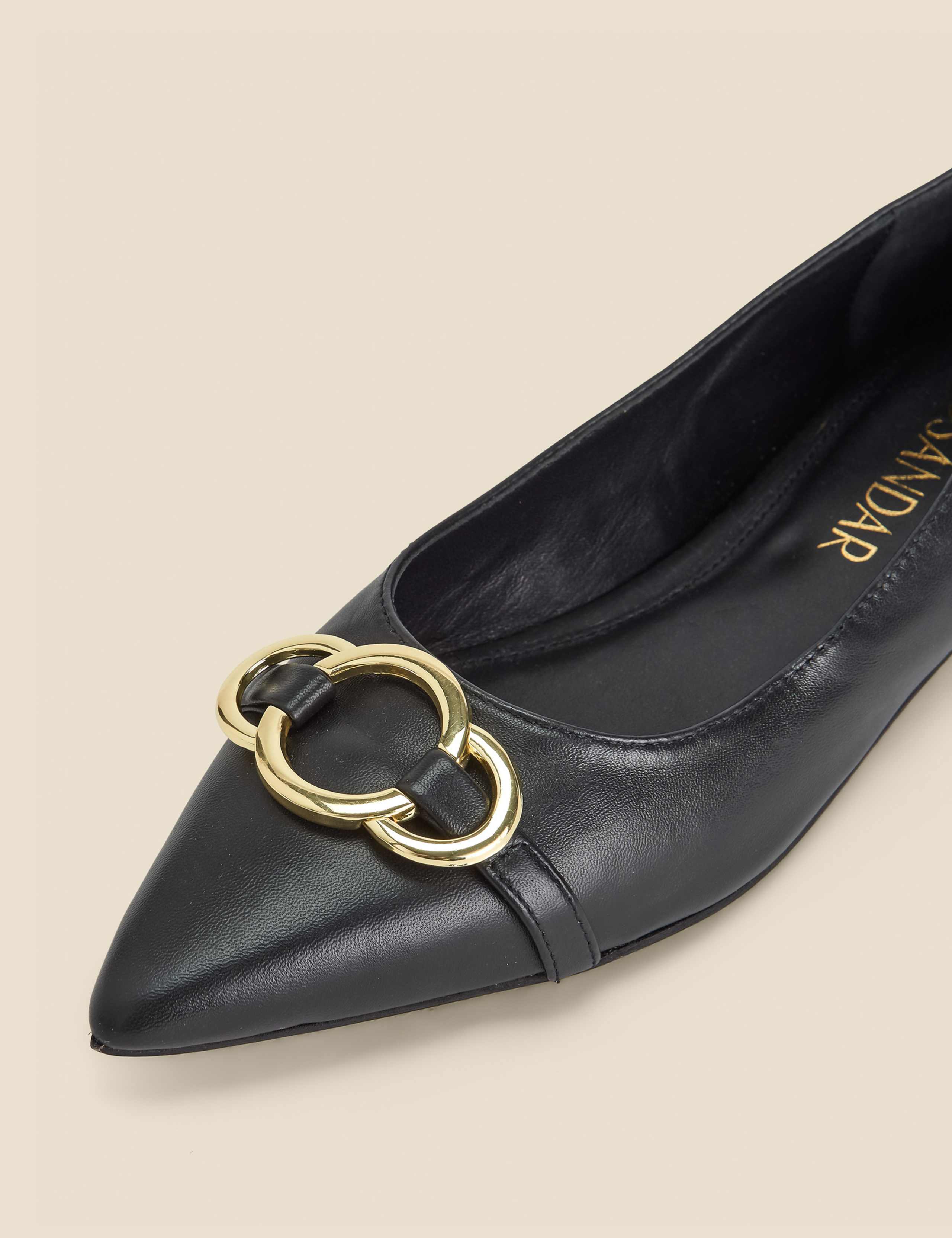 Leather Trim Flat Pointed Pumps 4 of 4
