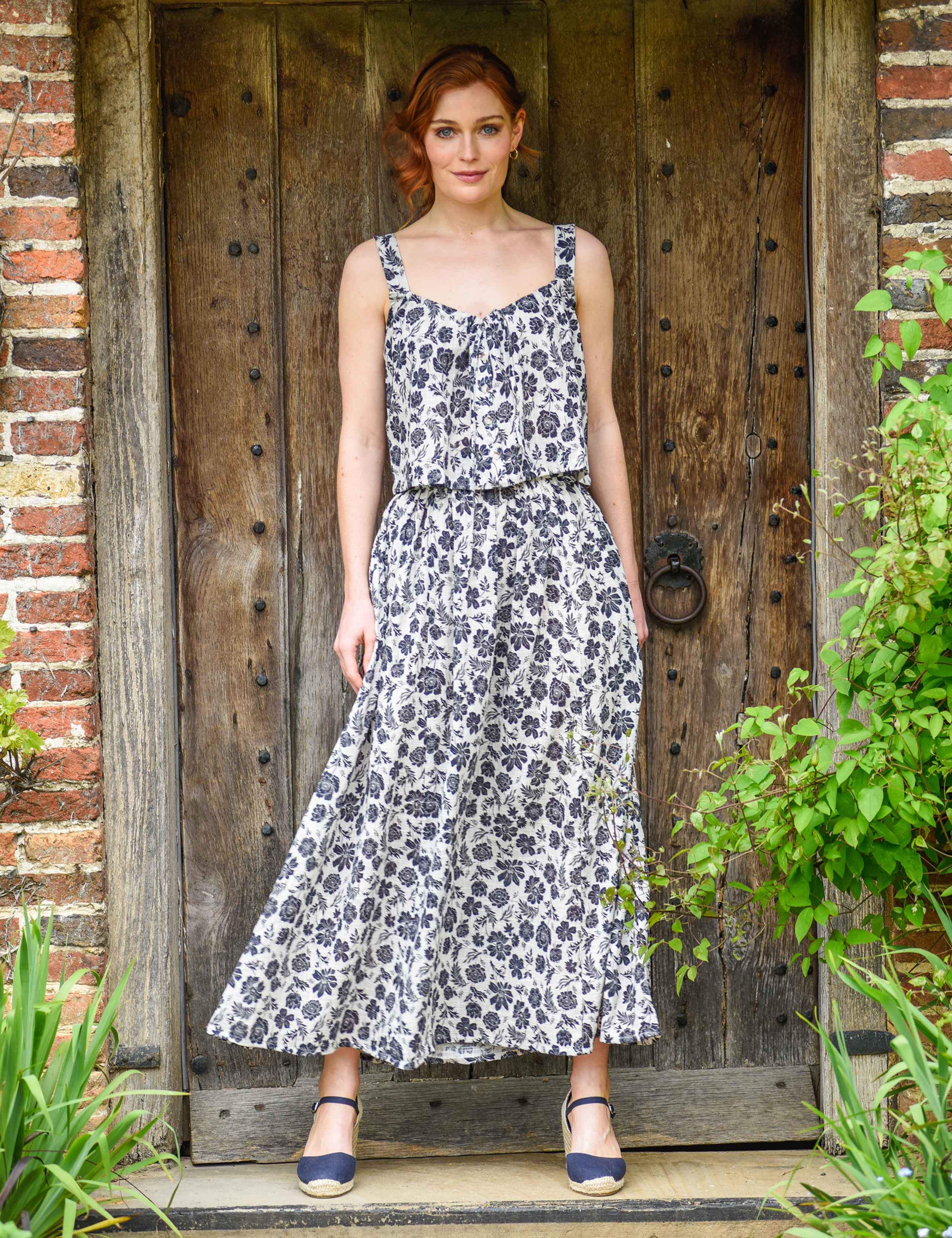 Pure Cotton Floral Tie Neck Crop Top 1 of 6