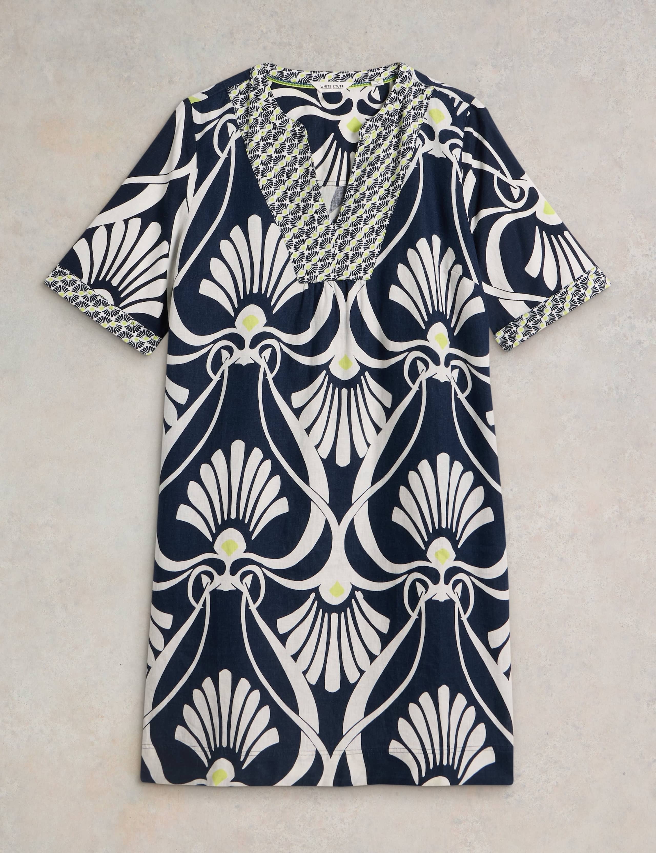 Pure Linen Printed Mini Tea Dress 2 of 6