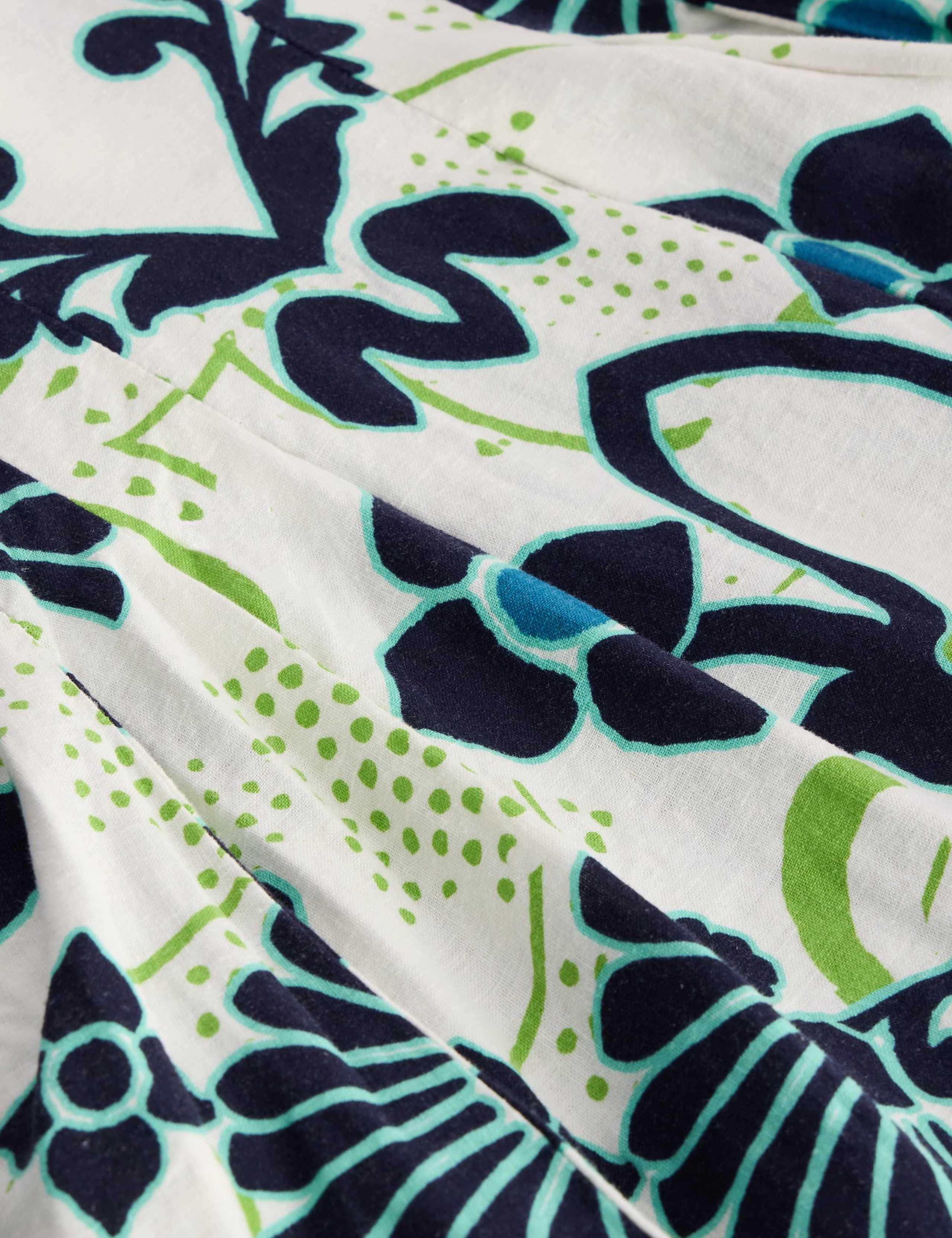 Linen Blend Printed Midaxi Waisted Dress 6 of 6