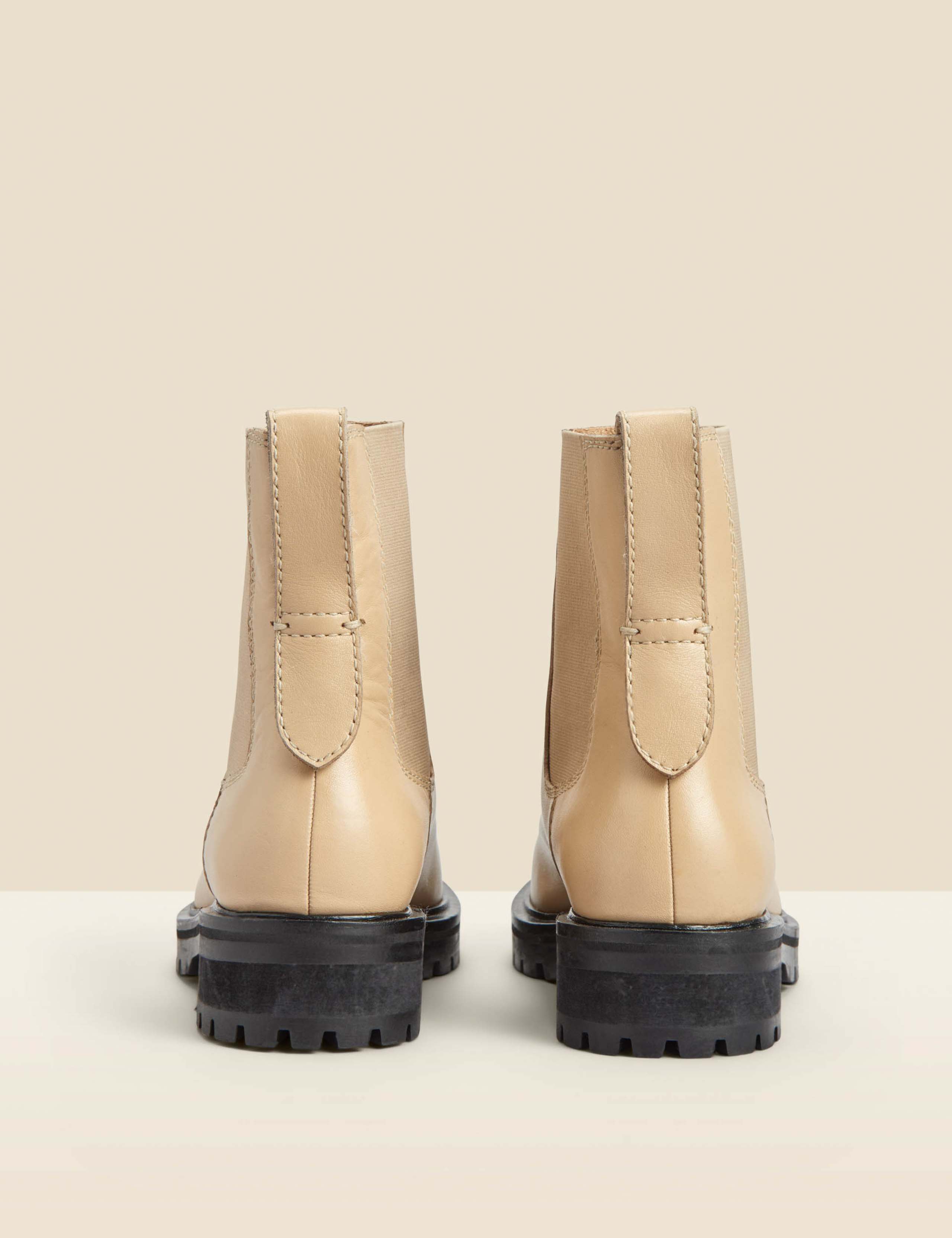 Leather Chelsea Cleated Flat Ankle Boots 2 of 3