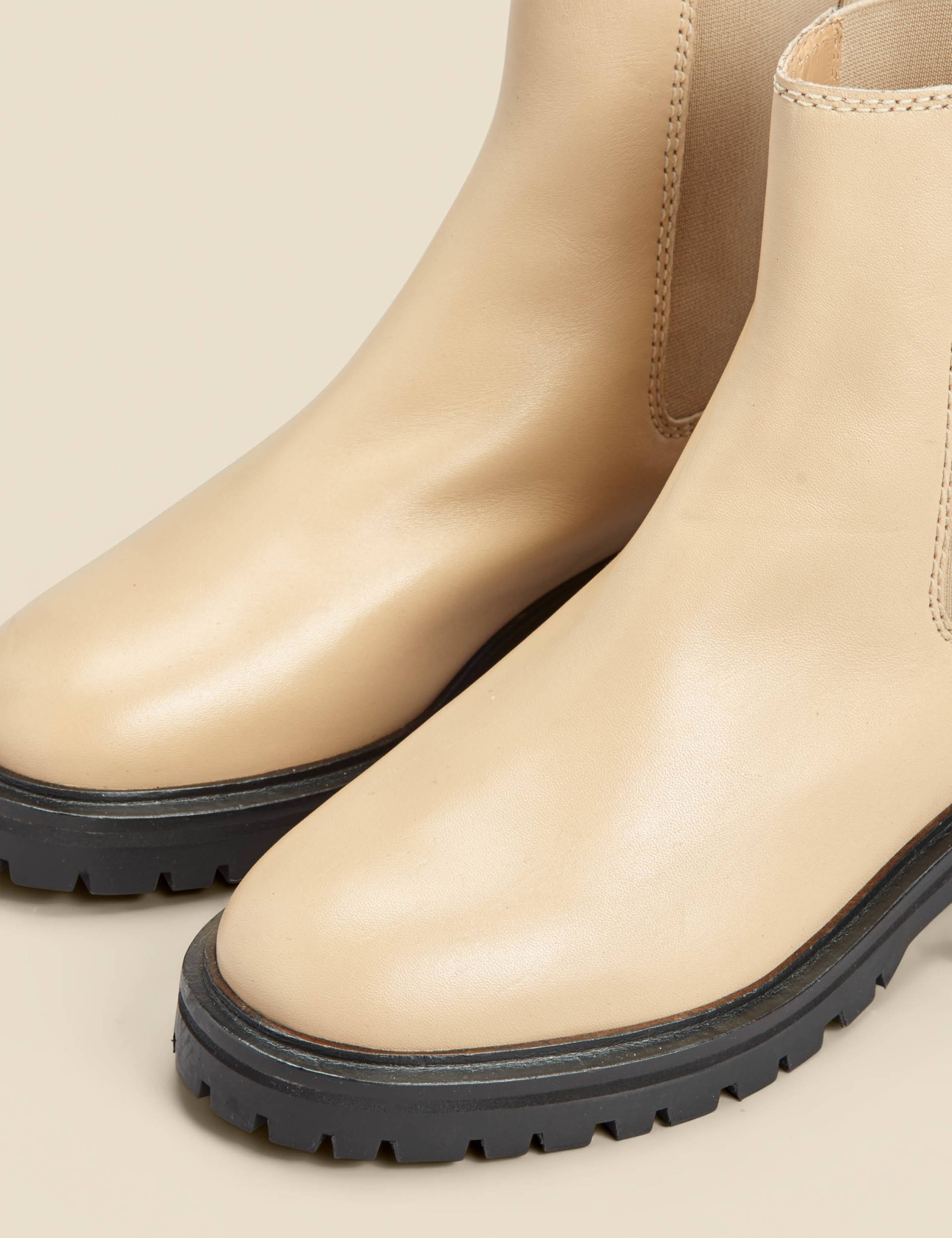 Leather Chelsea Cleated Flat Ankle Boots 3 of 3