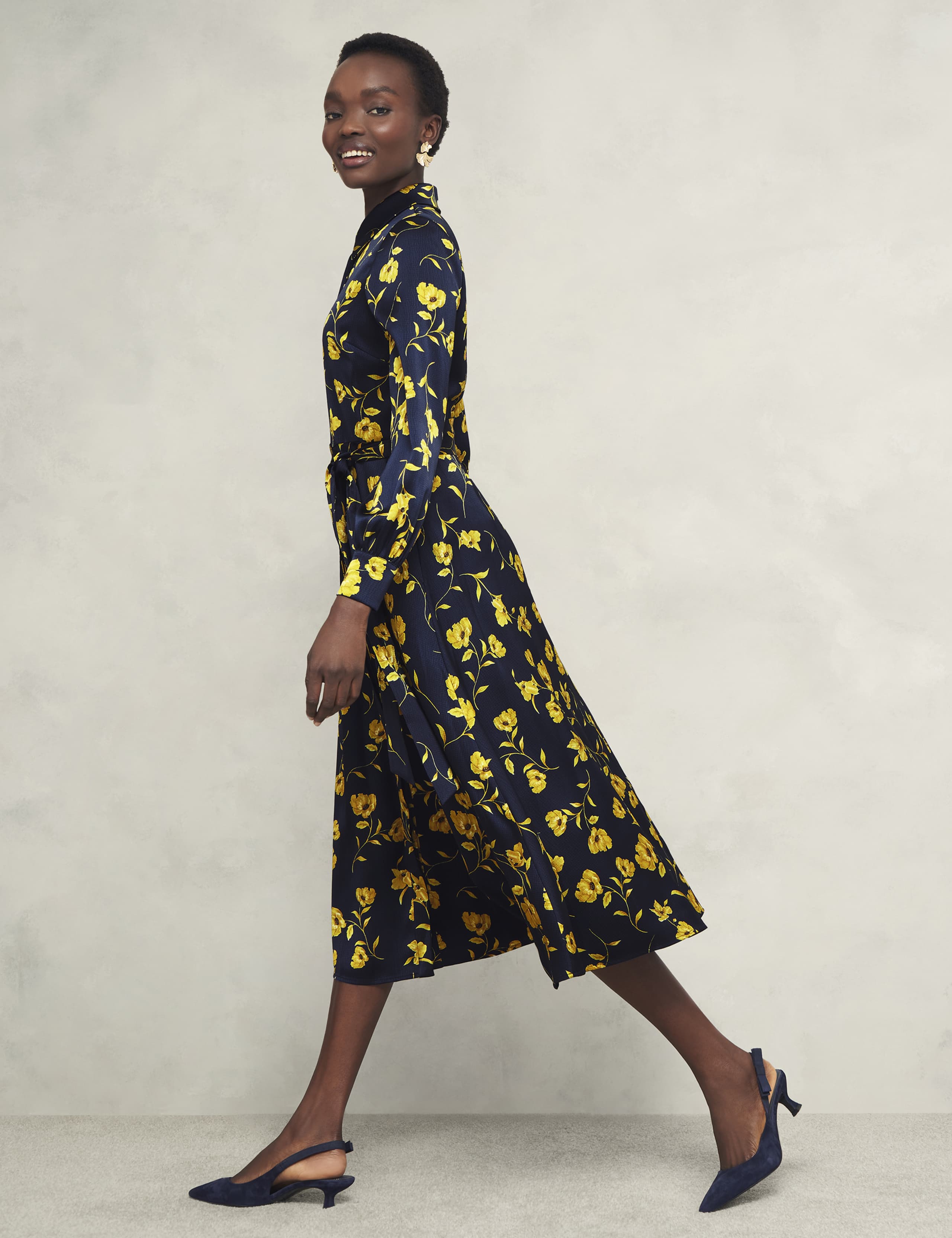 Floral Belted Midi Shirt Dress 4 of 7