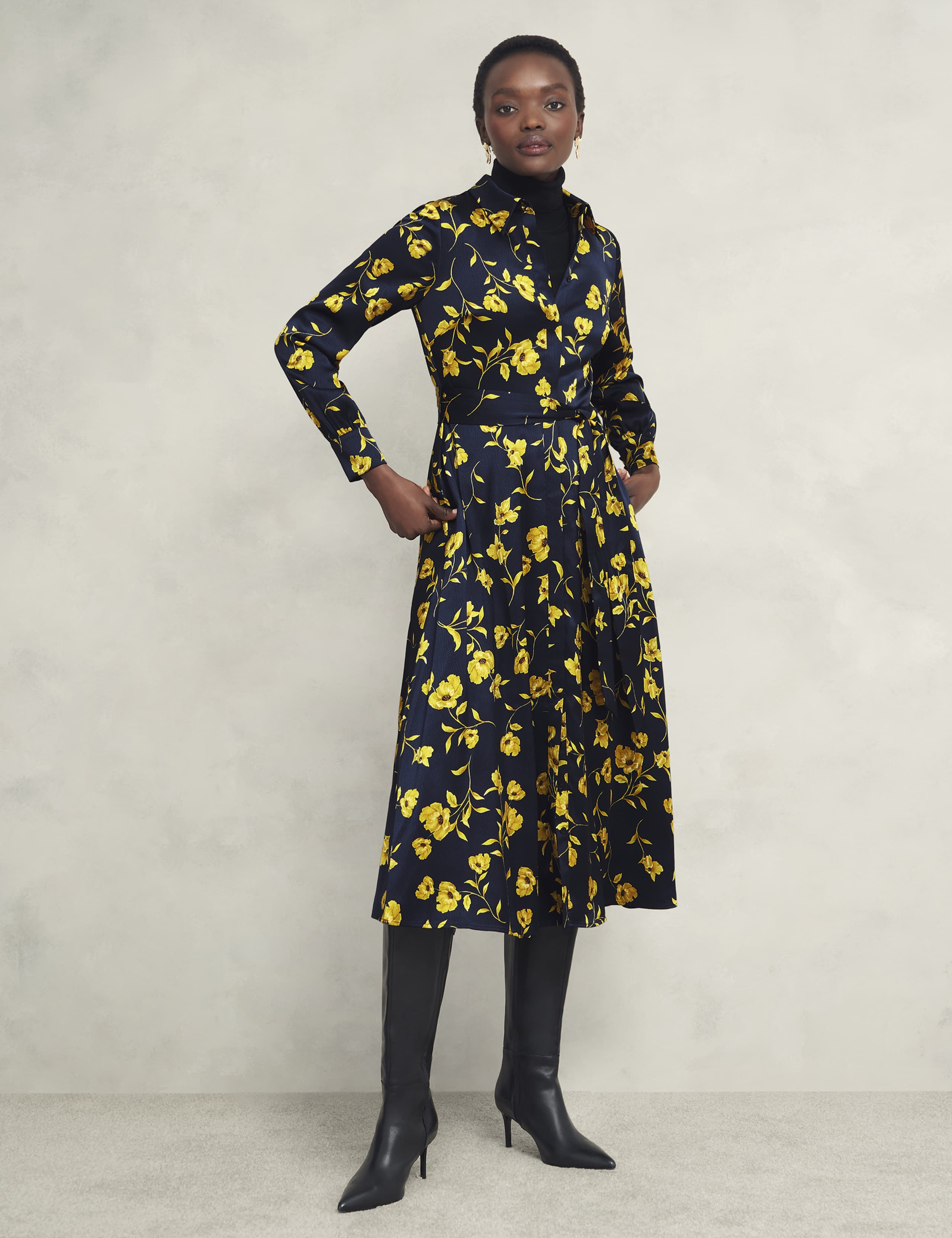 Floral Belted Midi Shirt Dress 6 of 7