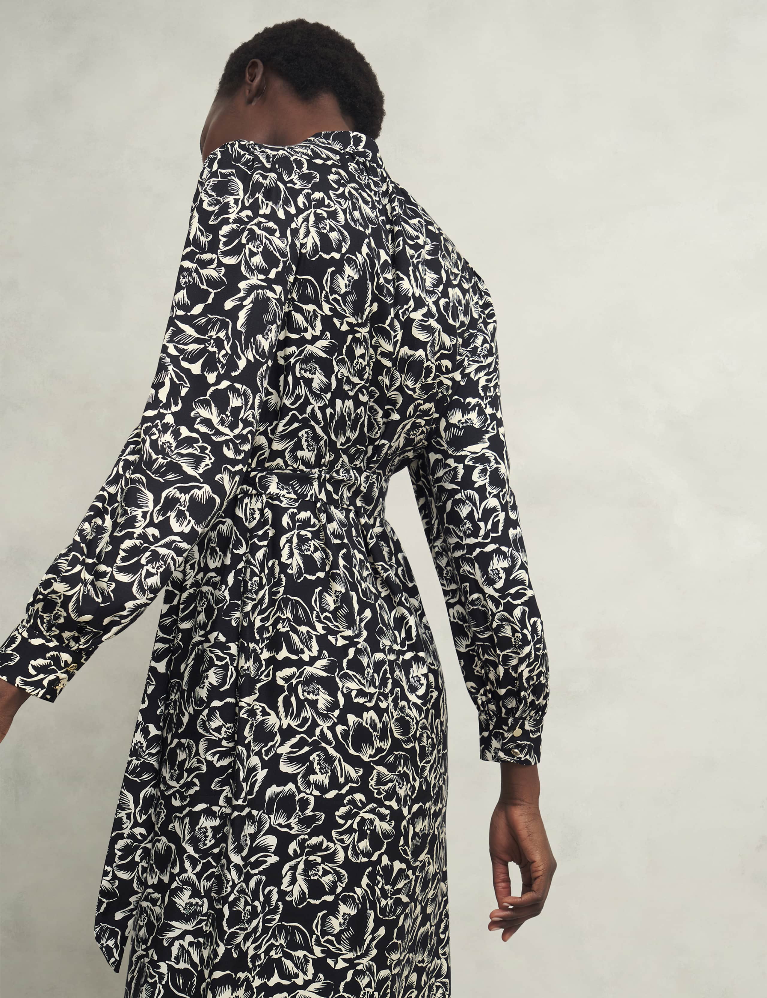 Floral High Neck Midi Waisted Dress 4 of 9