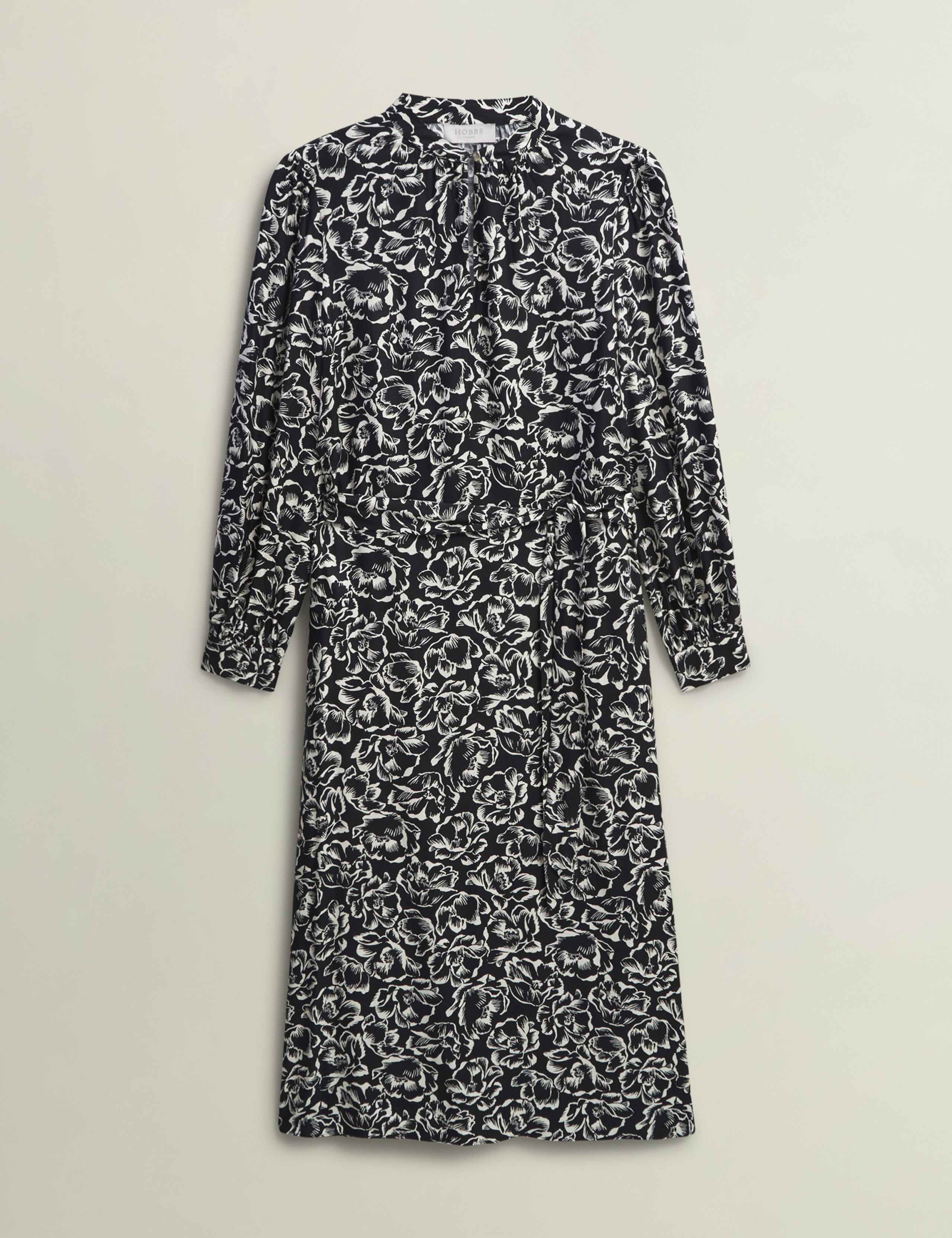 Floral High Neck Midi Waisted Dress 2 of 9