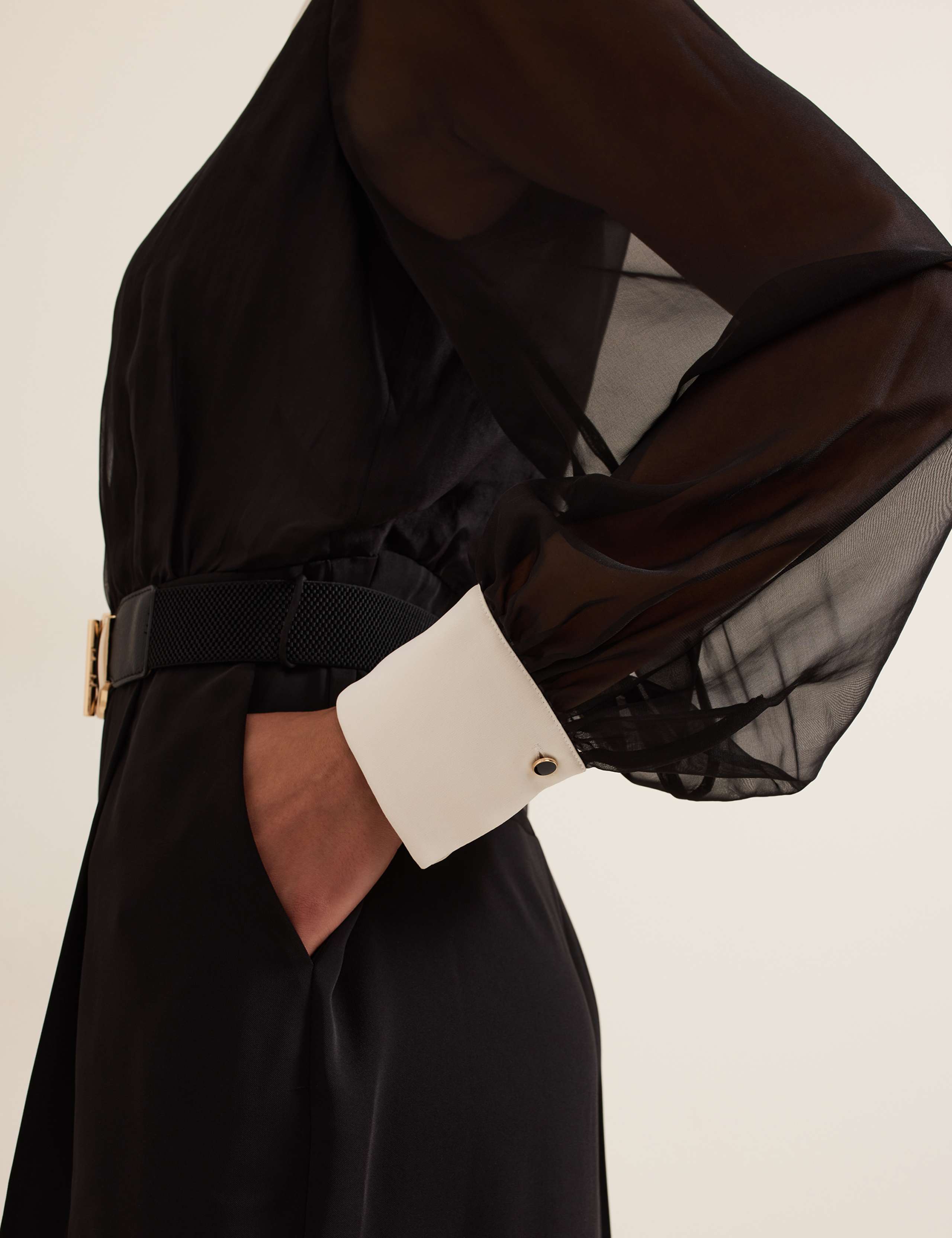 Belted Long Sleeve Waisted Jumpsuit 7 of 8