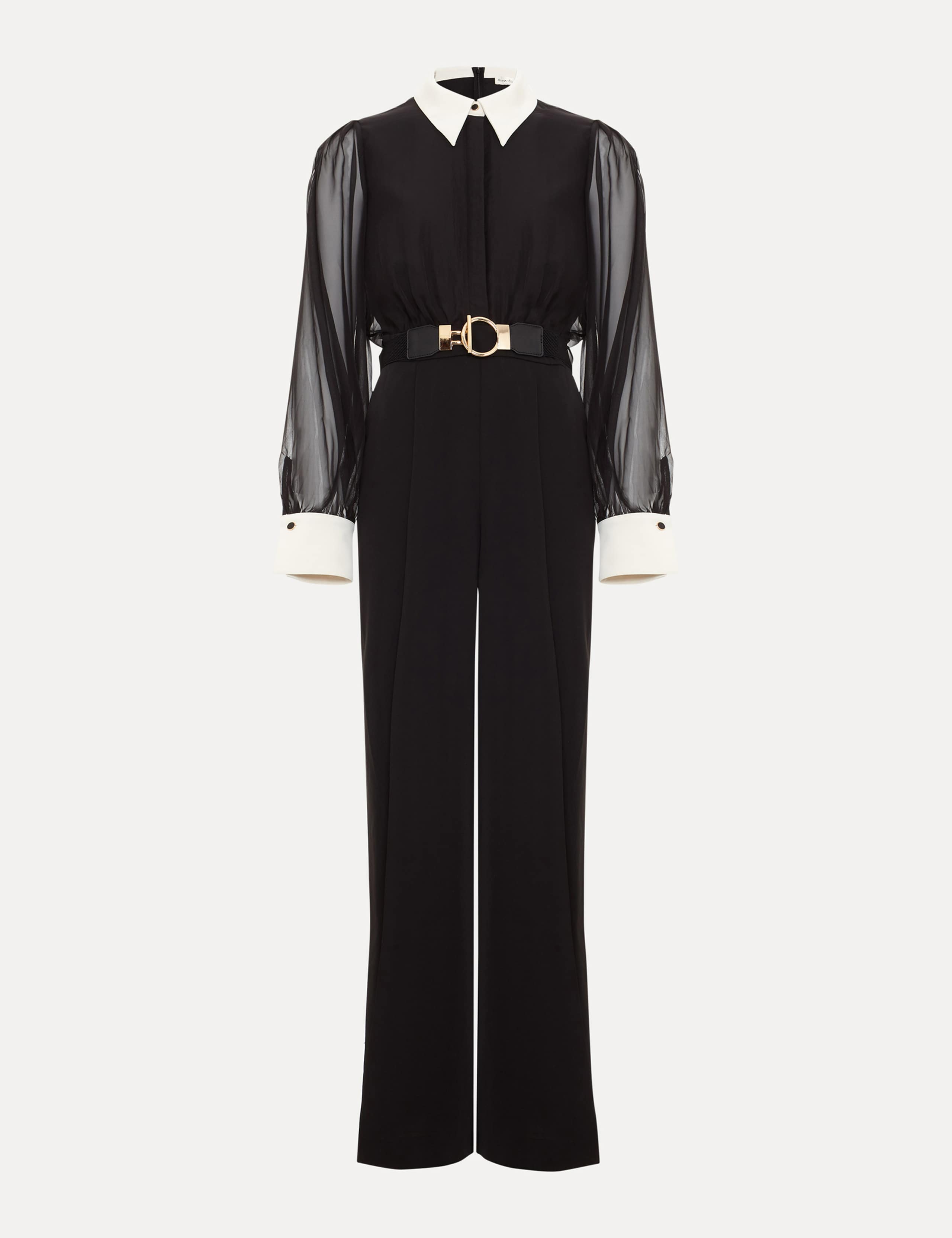 Belted Long Sleeve Waisted Jumpsuit 2 of 8