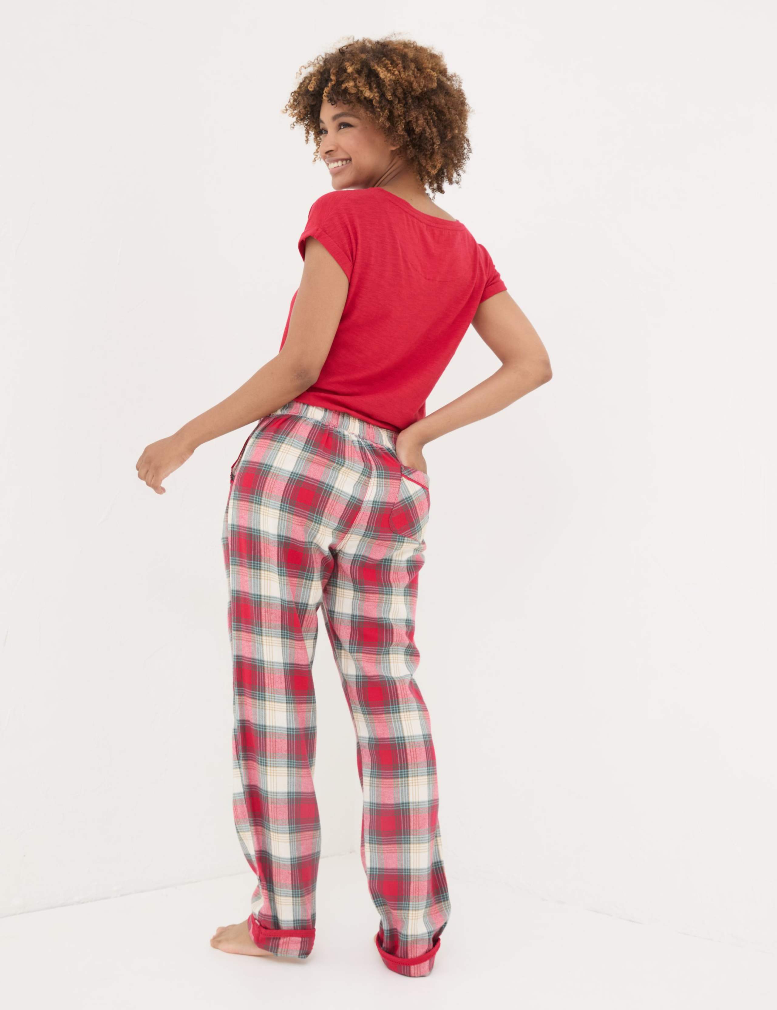 Pure Cotton Checked Pyjama Bottoms 3 of 4