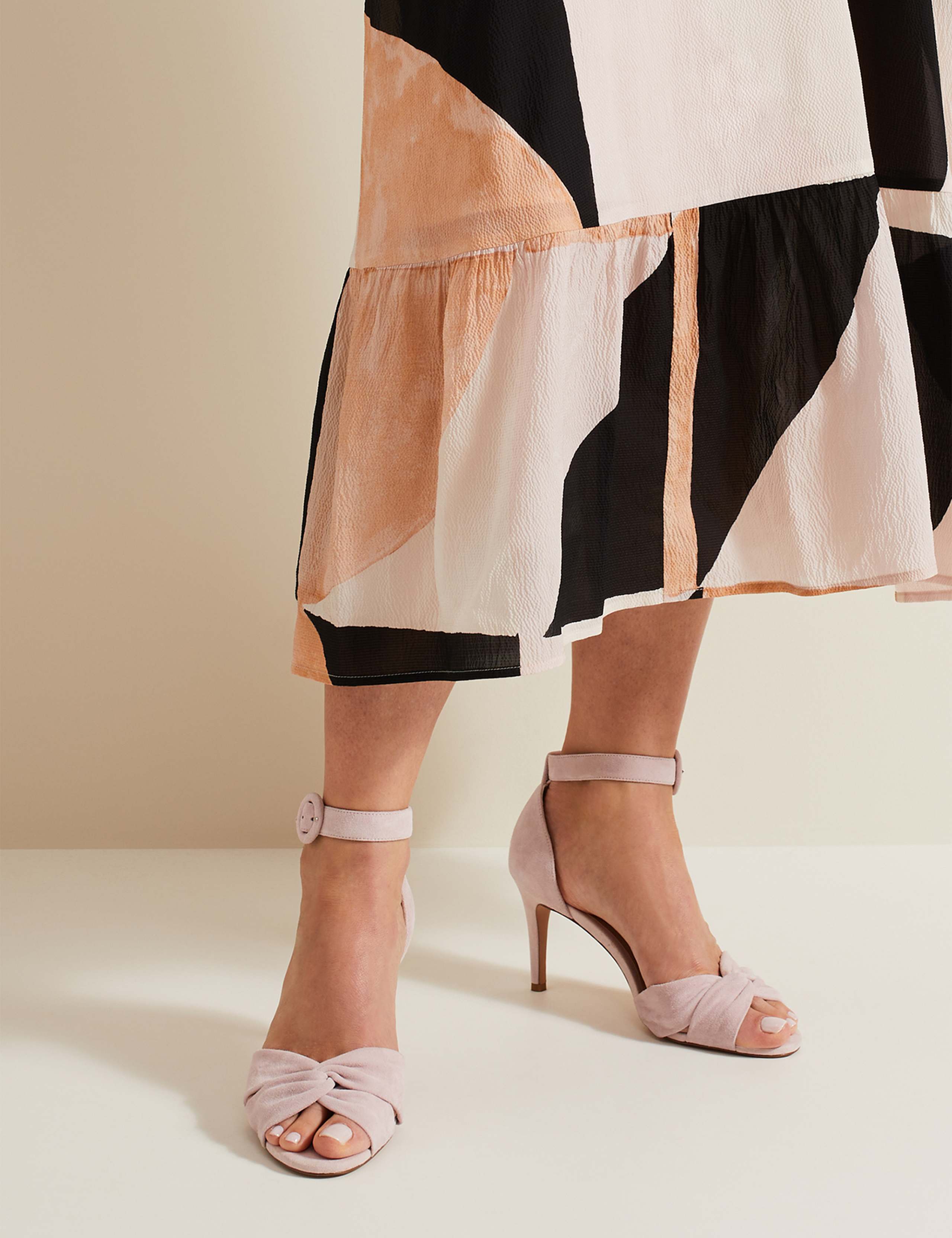 Suede Twist Ankle Strap Stiletto Heel Sandals 3 of 8