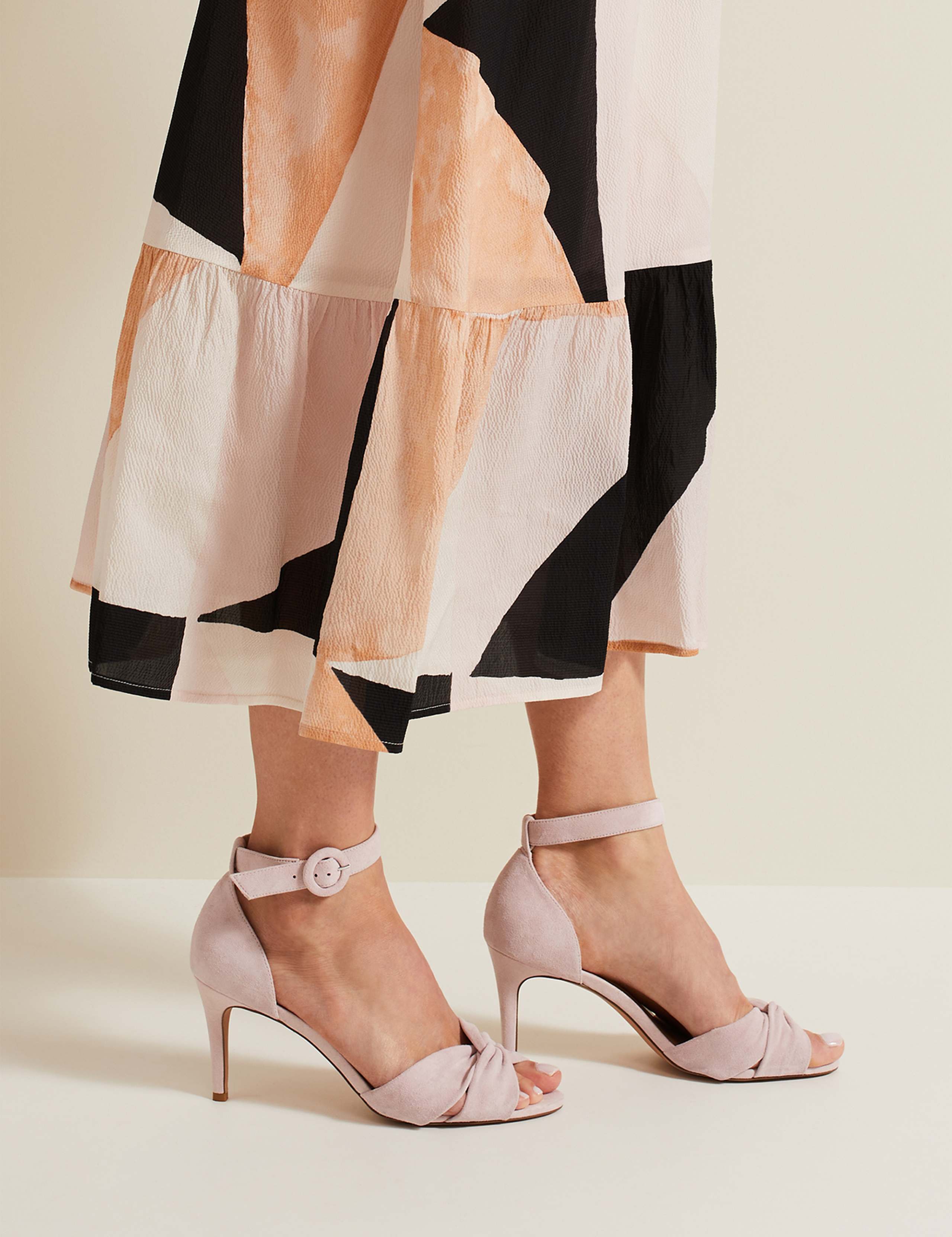 Suede Twist Ankle Strap Stiletto Heel Sandals 4 of 8