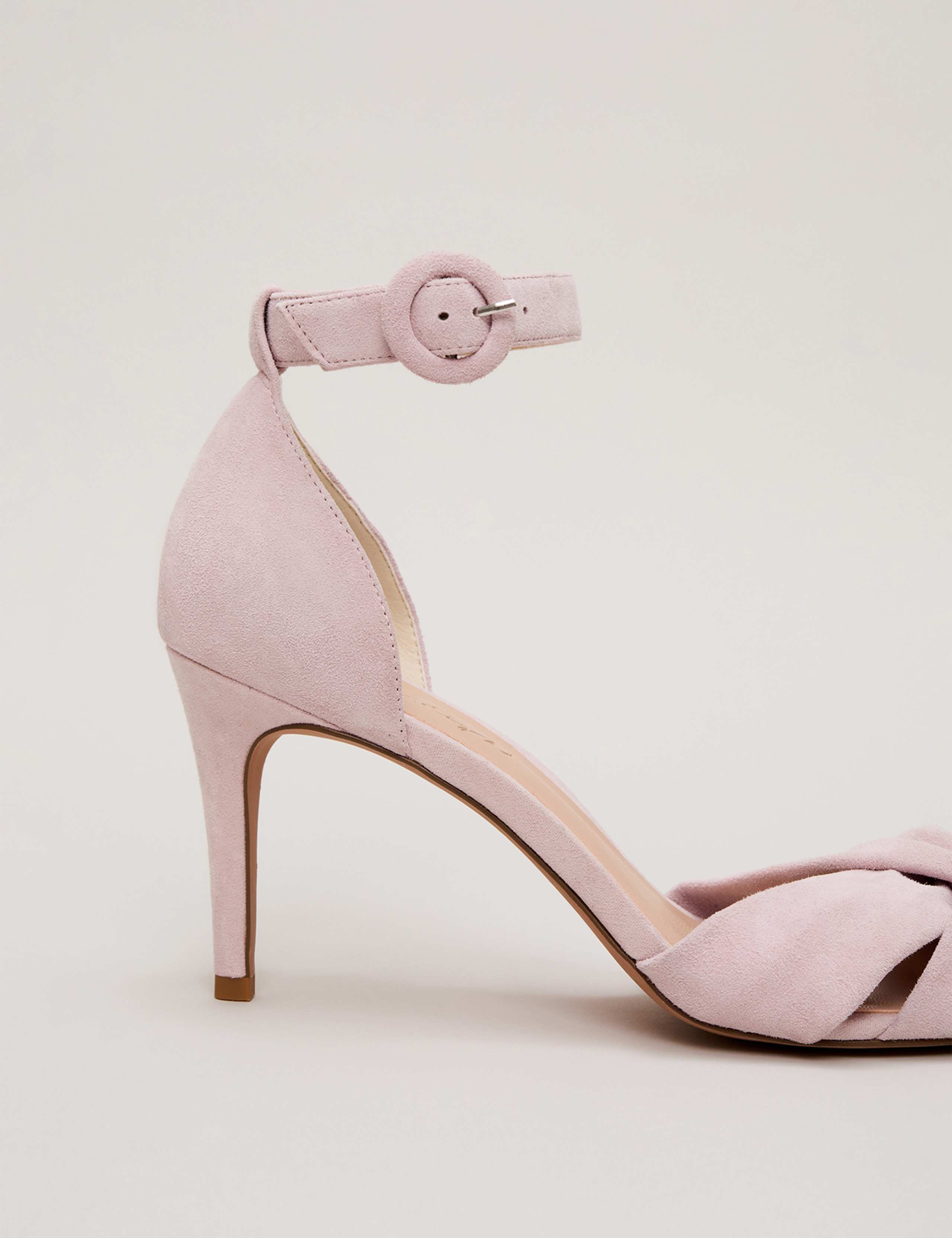 Suede Twist Ankle Strap Stiletto Heel Sandals 7 of 8