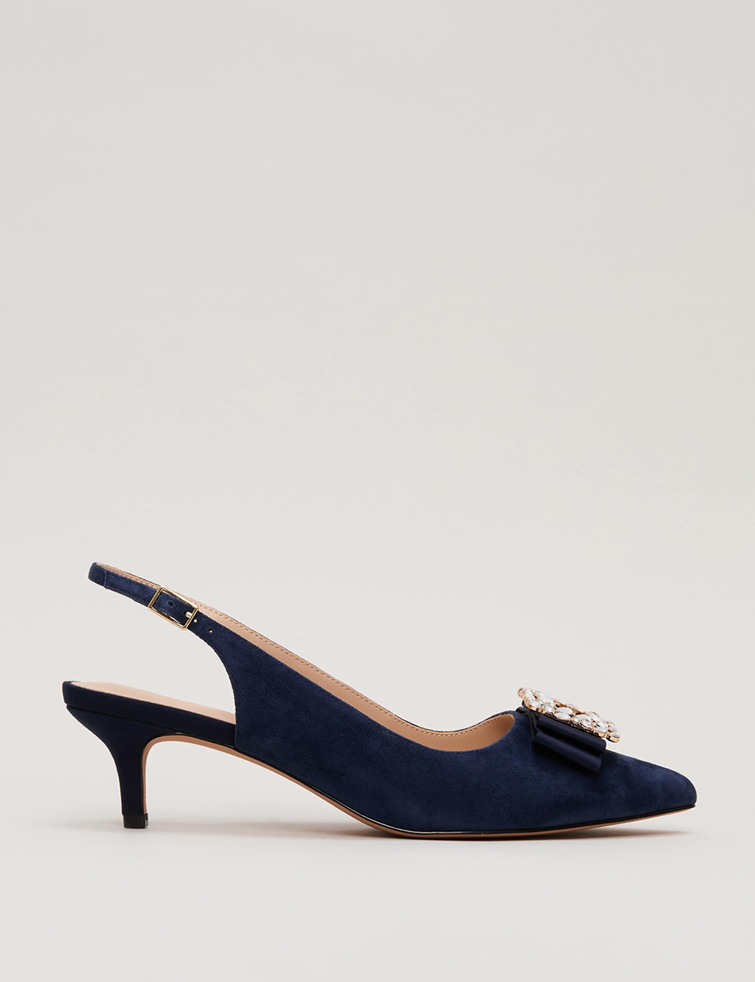 Suede Embellished Kitten Heel Court Shoes 2 of 9