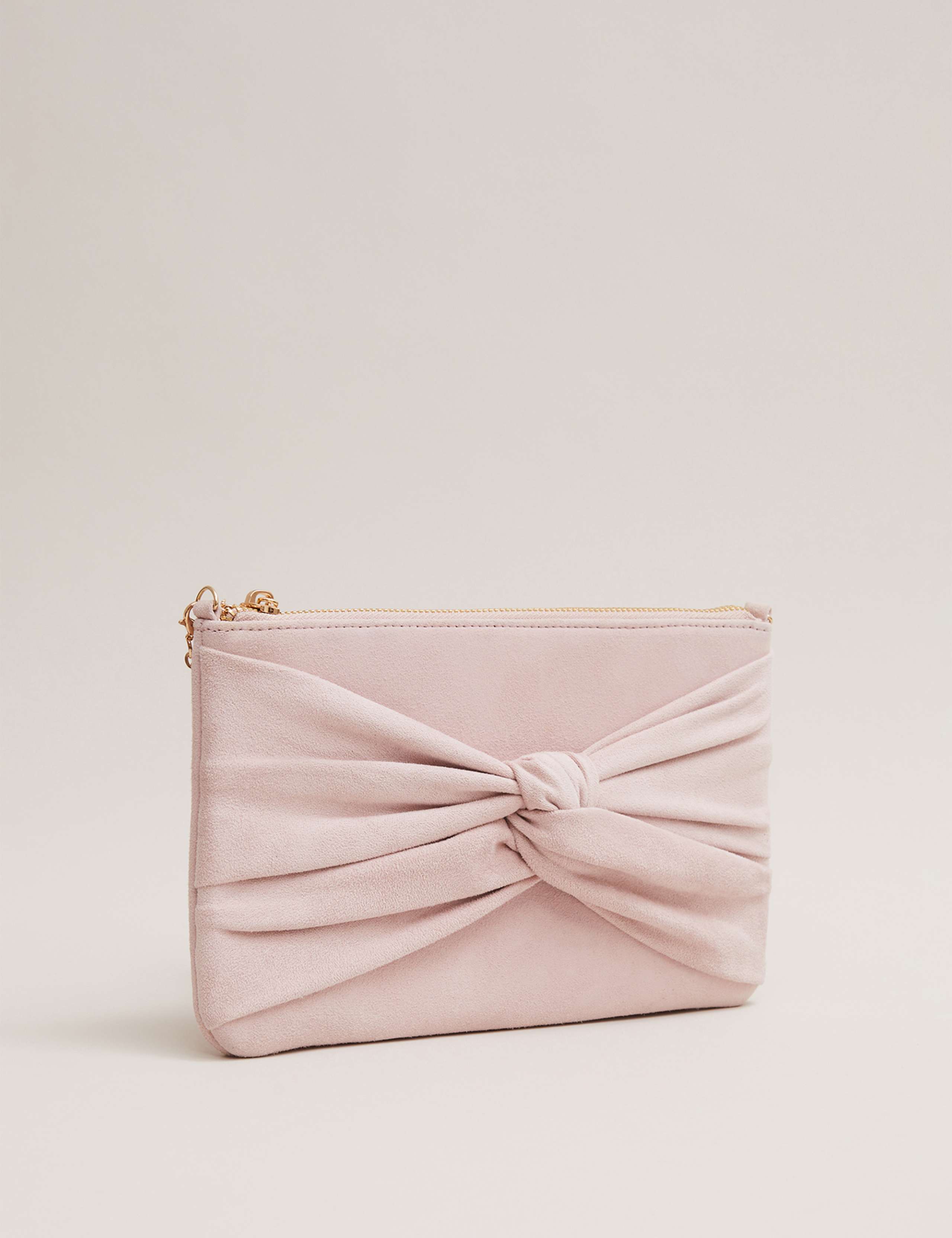 Suede Knotted Detail Clutch Bag 5 of 8