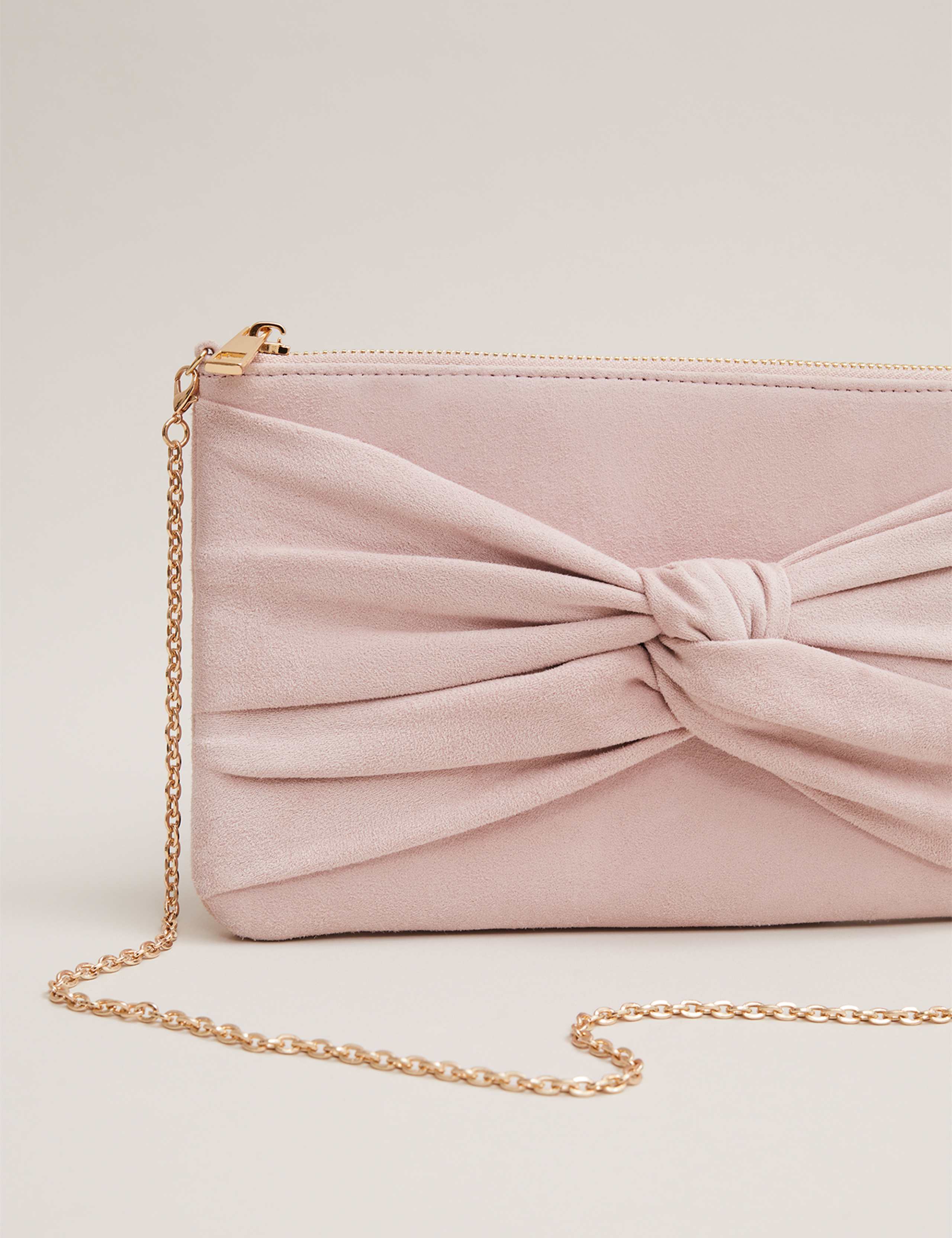 Suede Knotted Detail Clutch Bag 6 of 8