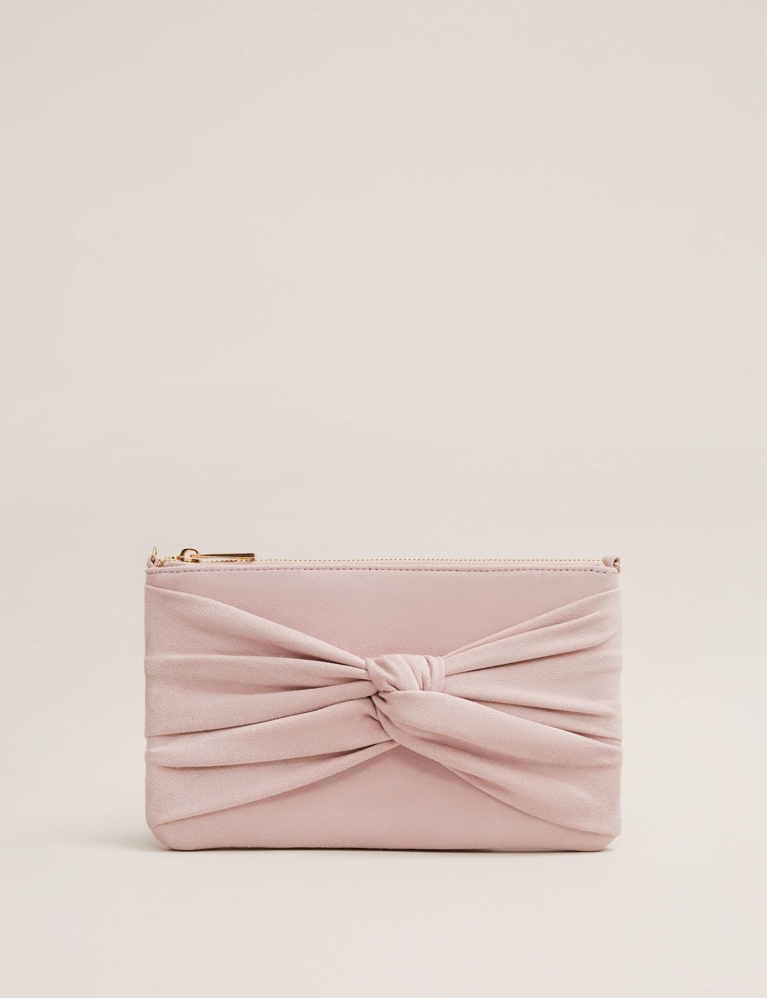 Suede Knotted Detail Clutch Bag 2 of 8