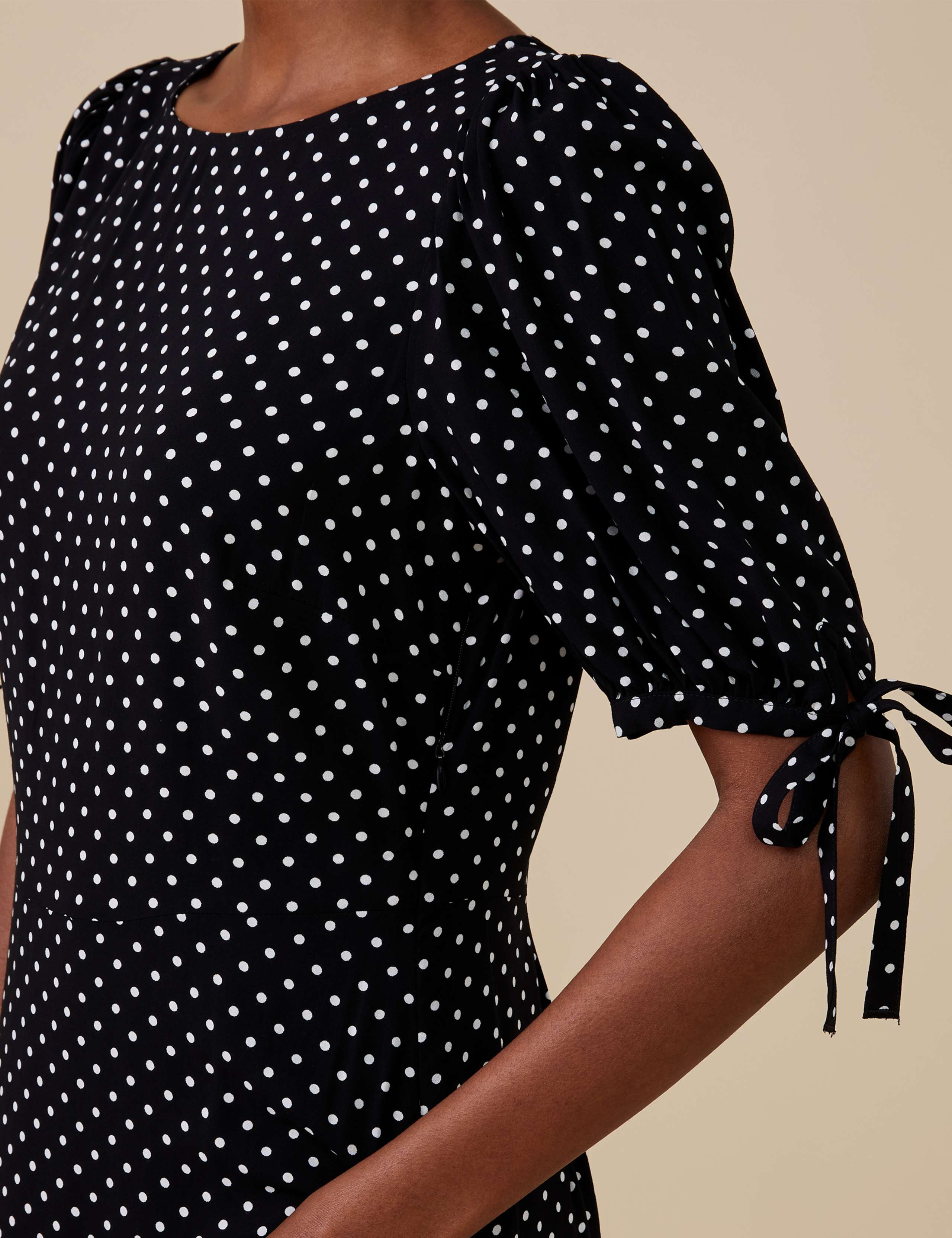 Polka Dot Tie Sleeve Midi Tea Dress 3 of 4