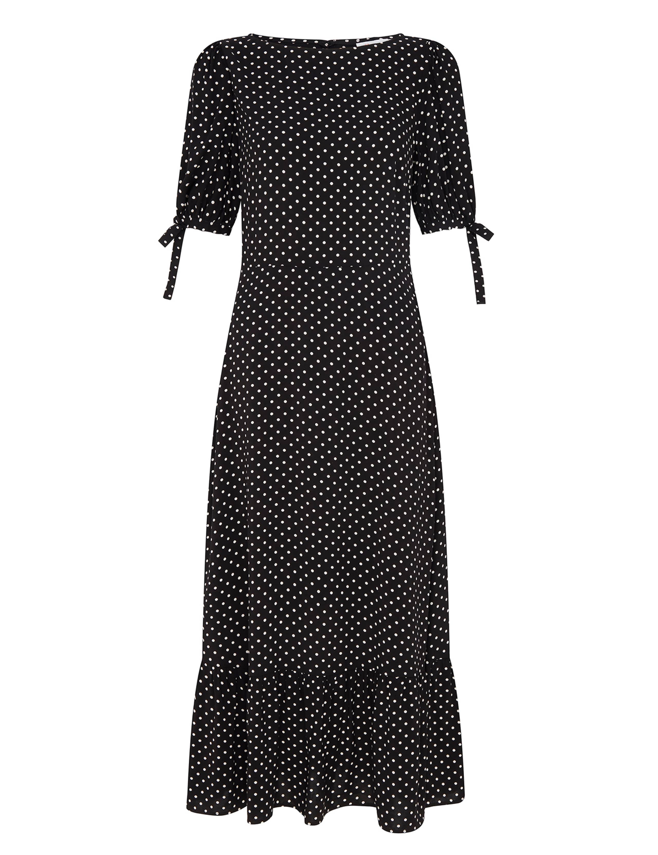 Polka Dot Tie Sleeve Midi Tea Dress 2 of 4
