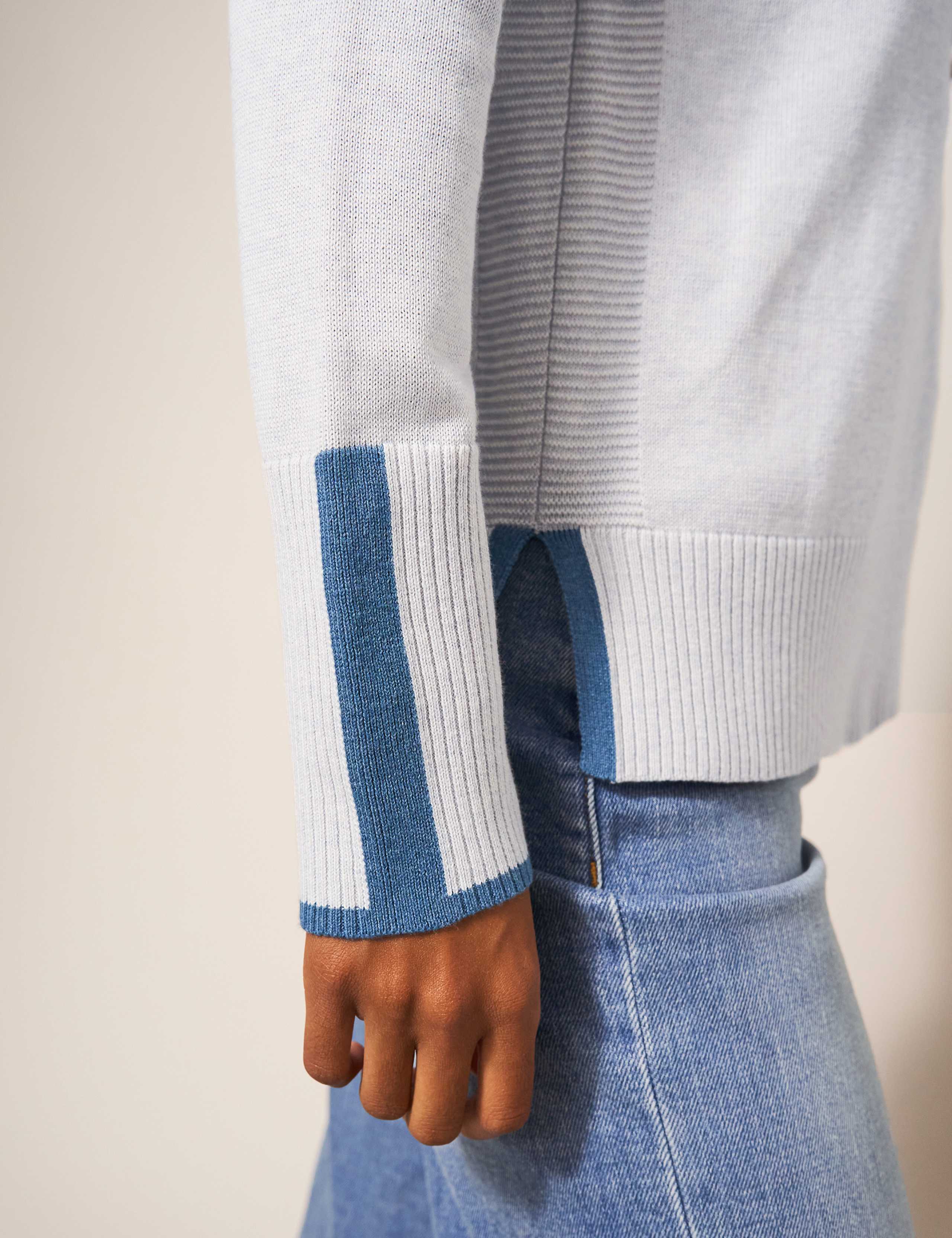 Cotton Rich Crew Neck Stepped Hem Jumper 5 of 6