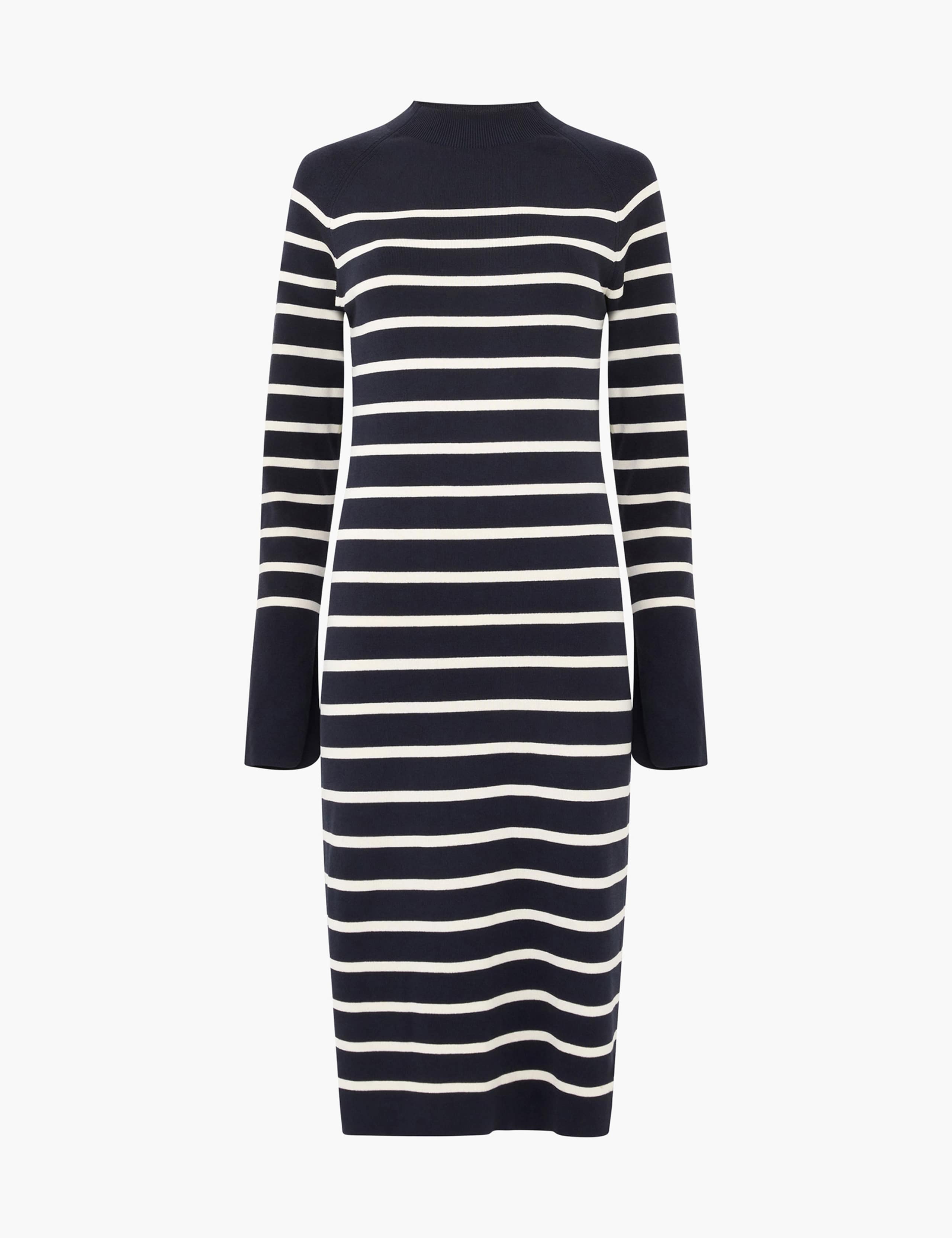 Striped Knitted Knee Length Column Dress 2 of 4