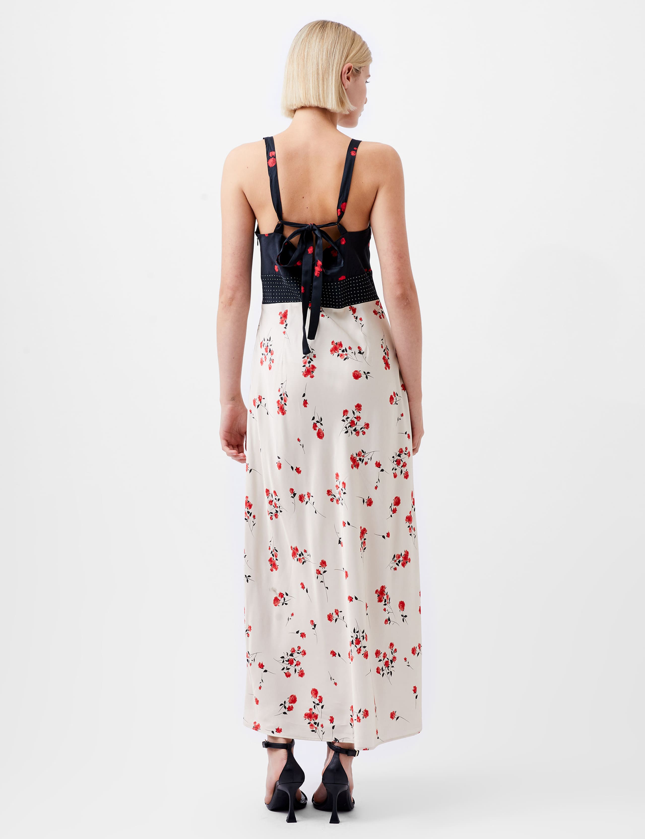 Satin Floral V-Neck Midi Slip Dress 3 of 5