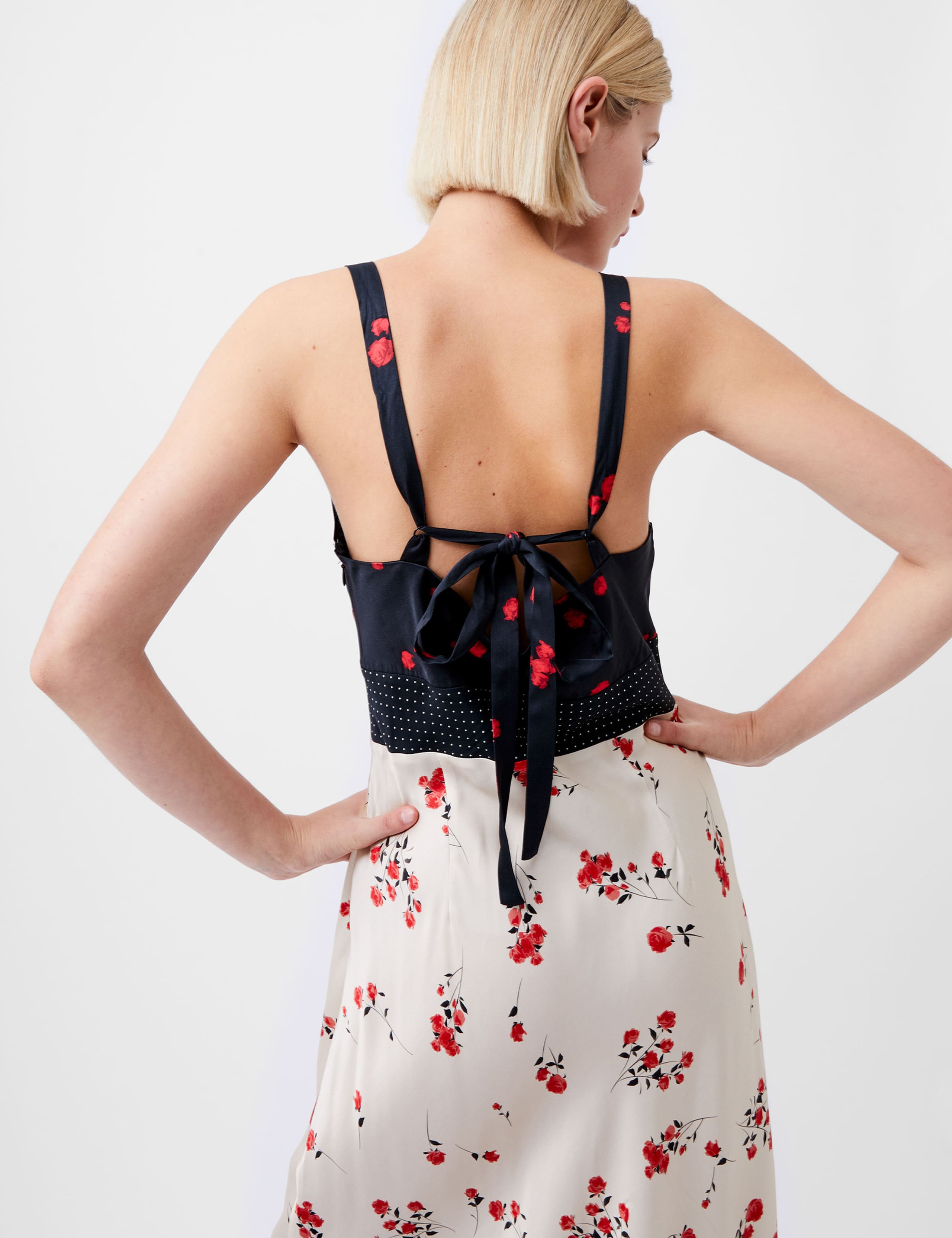 Satin Floral V-Neck Midi Slip Dress 5 of 5