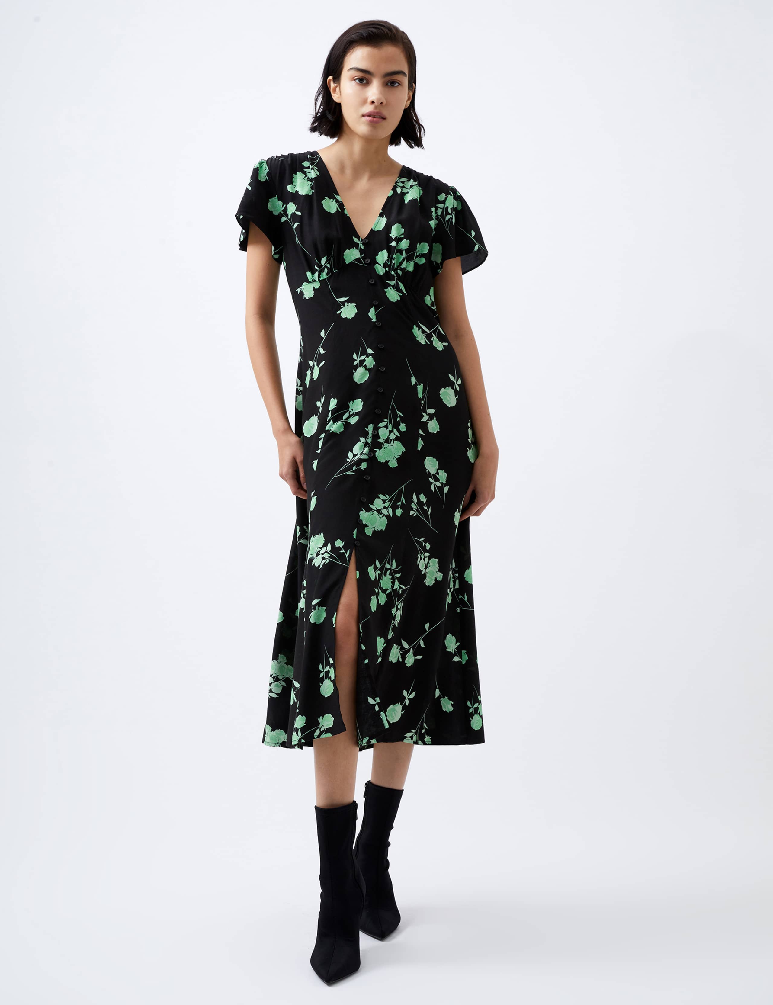 Floral V-Neck Midi Tea Dress 1 of 4