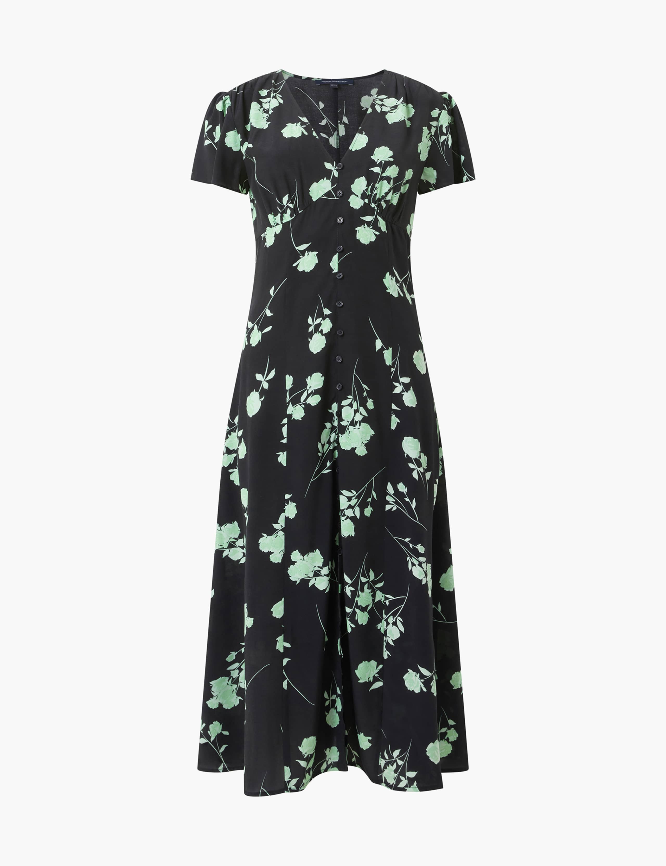 Floral V-Neck Midi Tea Dress 2 of 4