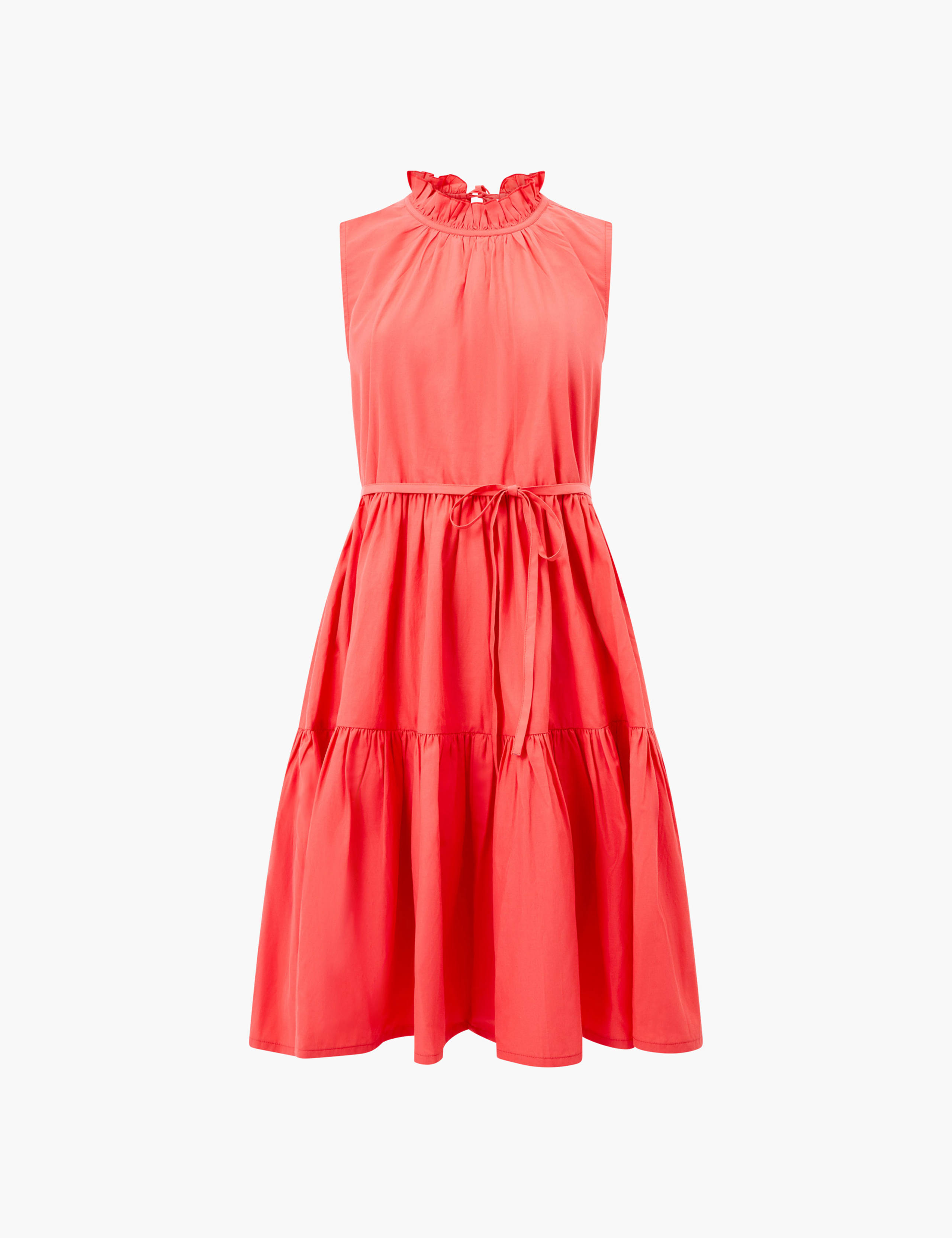 Pure Cotton Poplin High Neck Tiered Dress 2 of 4