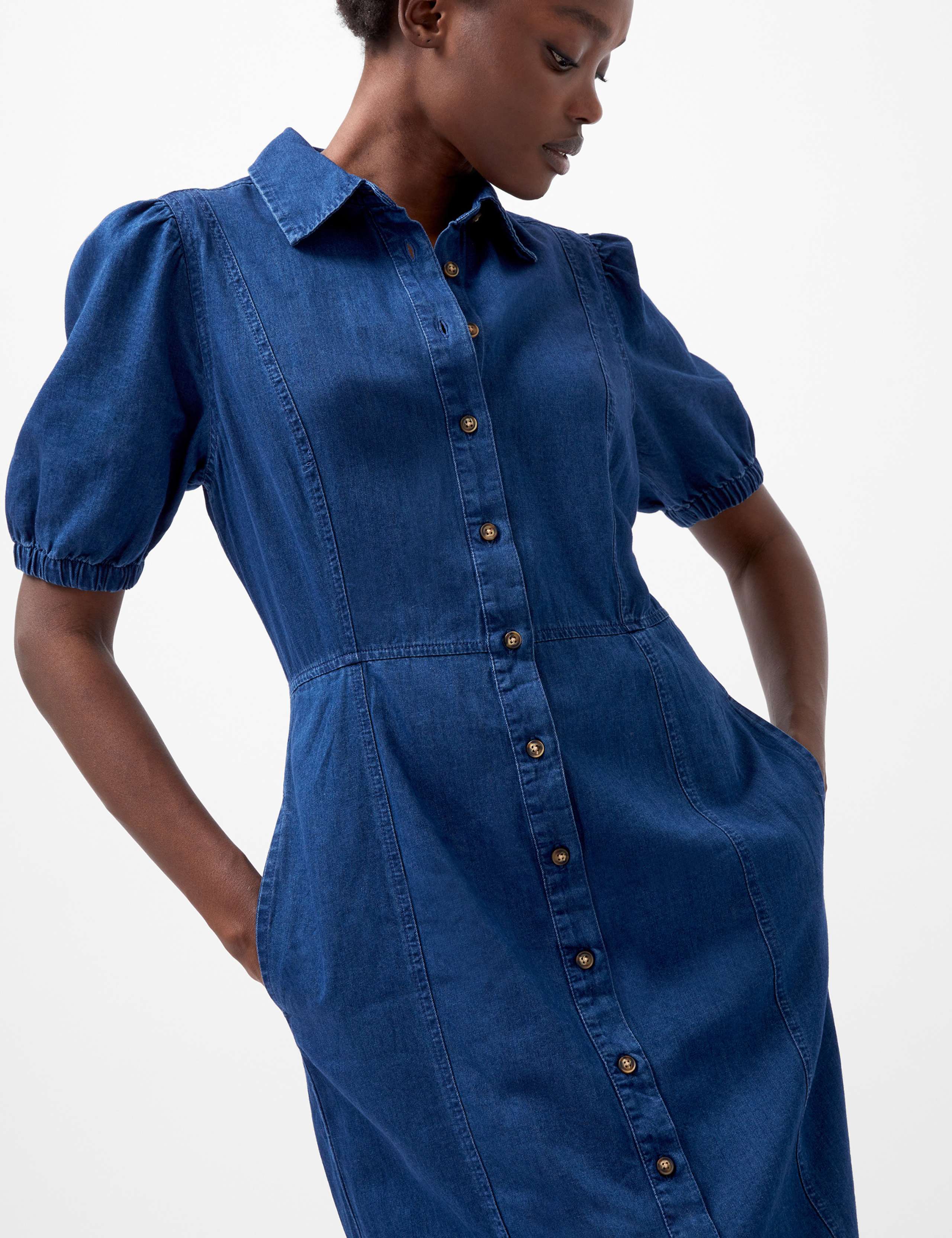 Pure Cotton Collared Midi Shirt Dress 4 of 4