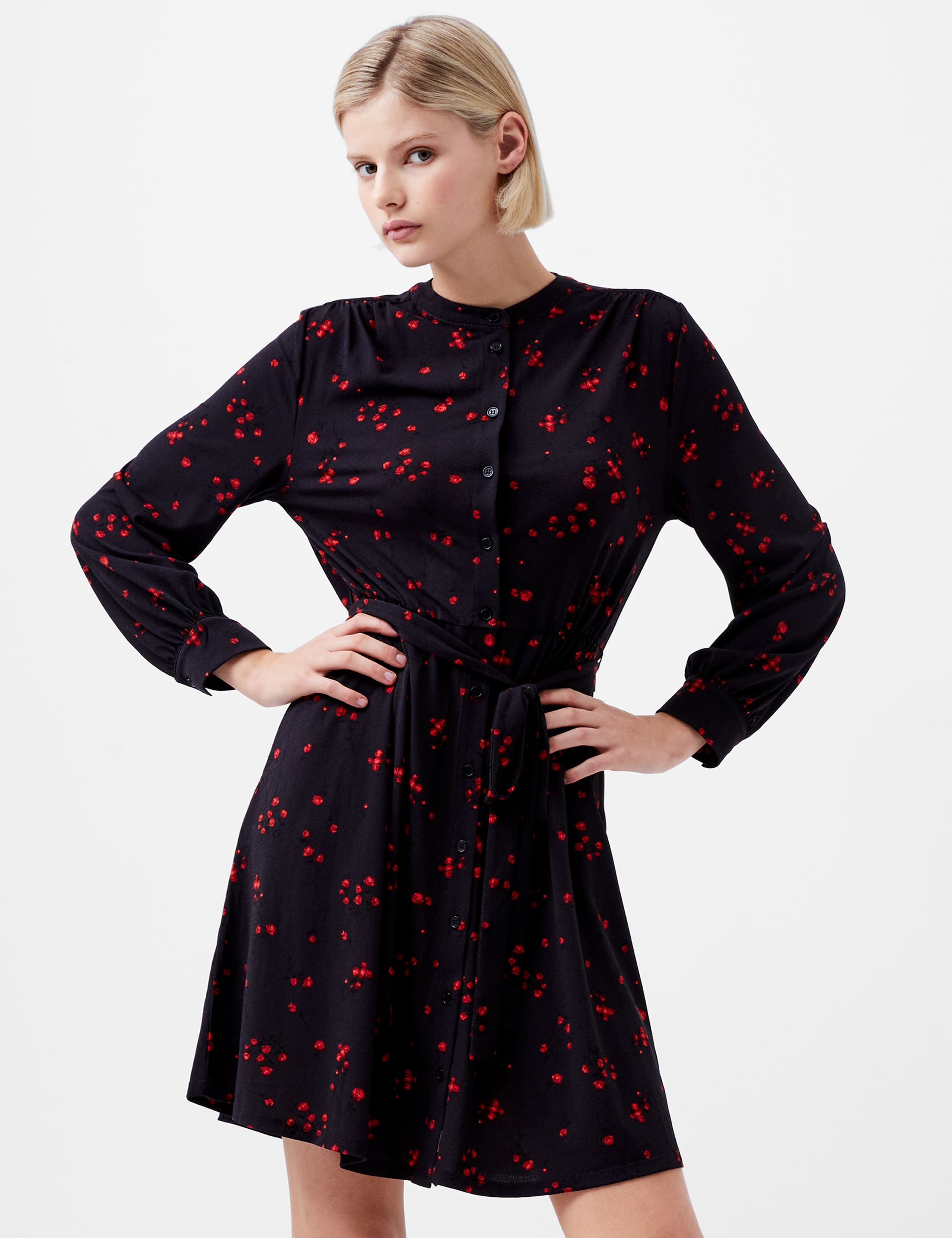 Floral Print High Neck Shirt Dress 1 of 3