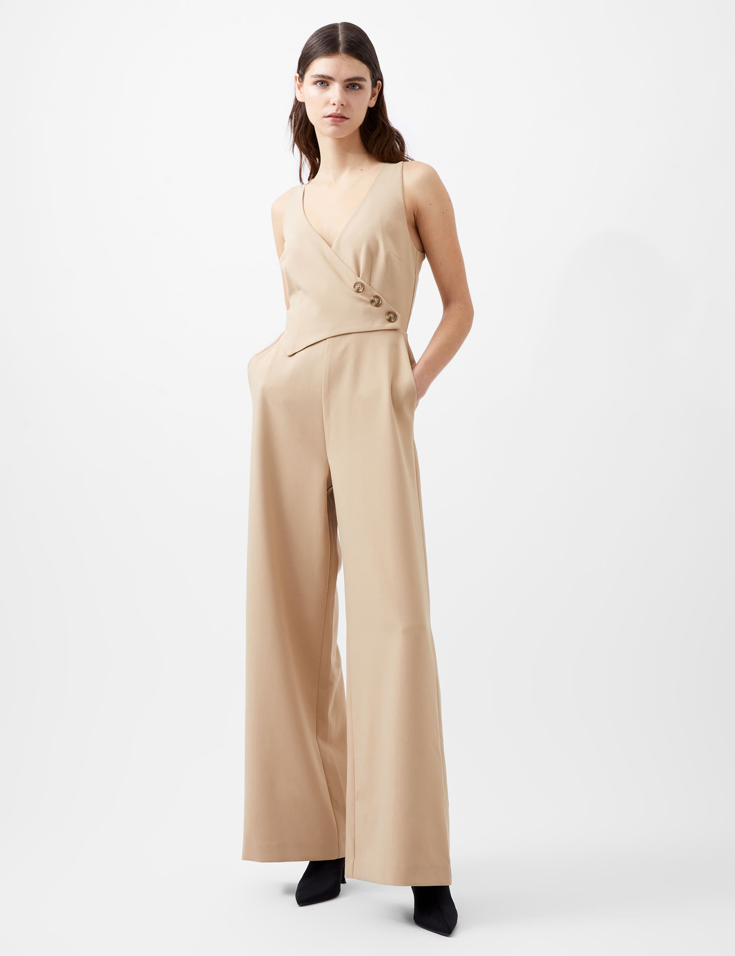 Button Front Sleeveless Jumpsuit 1 of 4