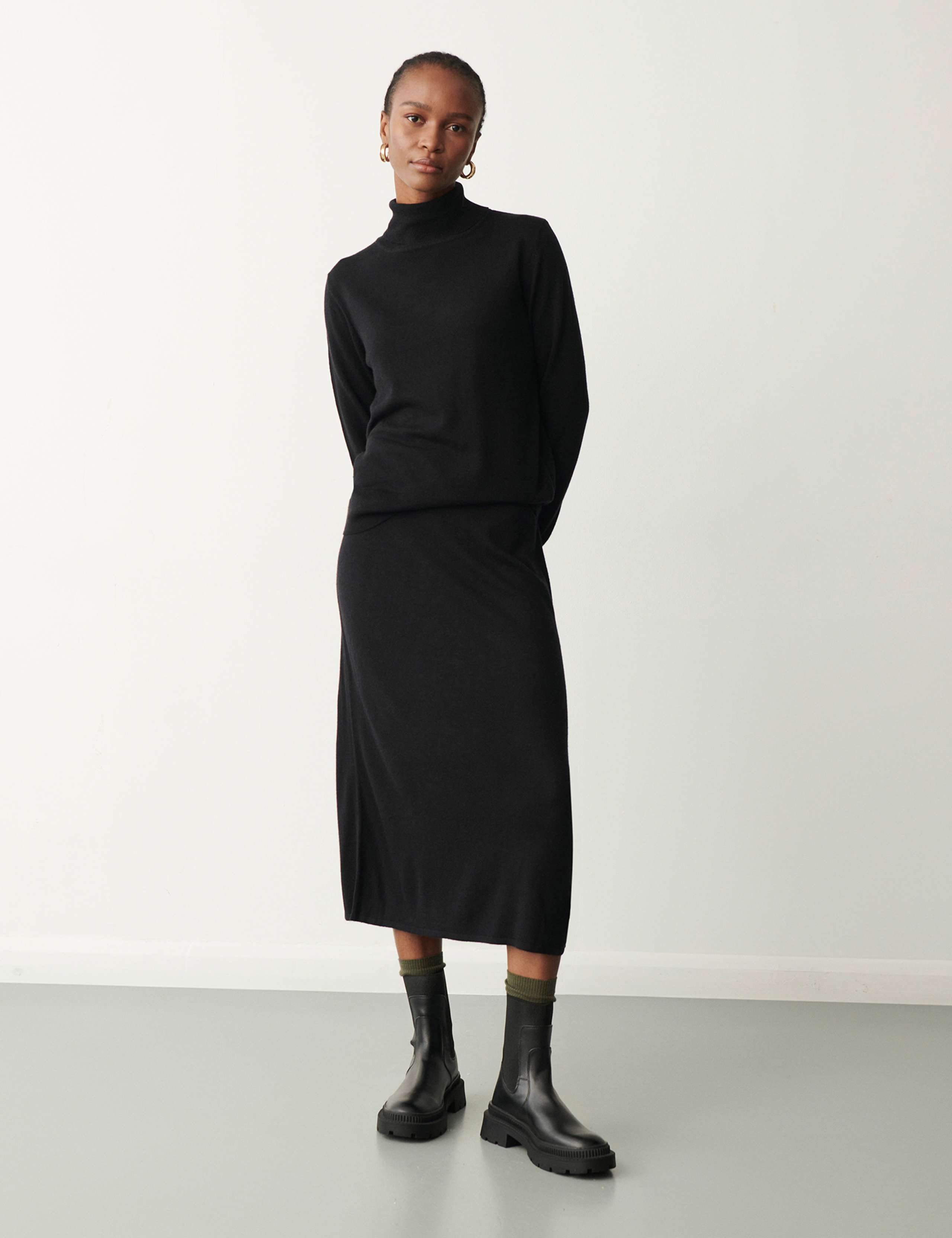 Rayon Blend Roll Neck Relaxed Jumper 1 of 4