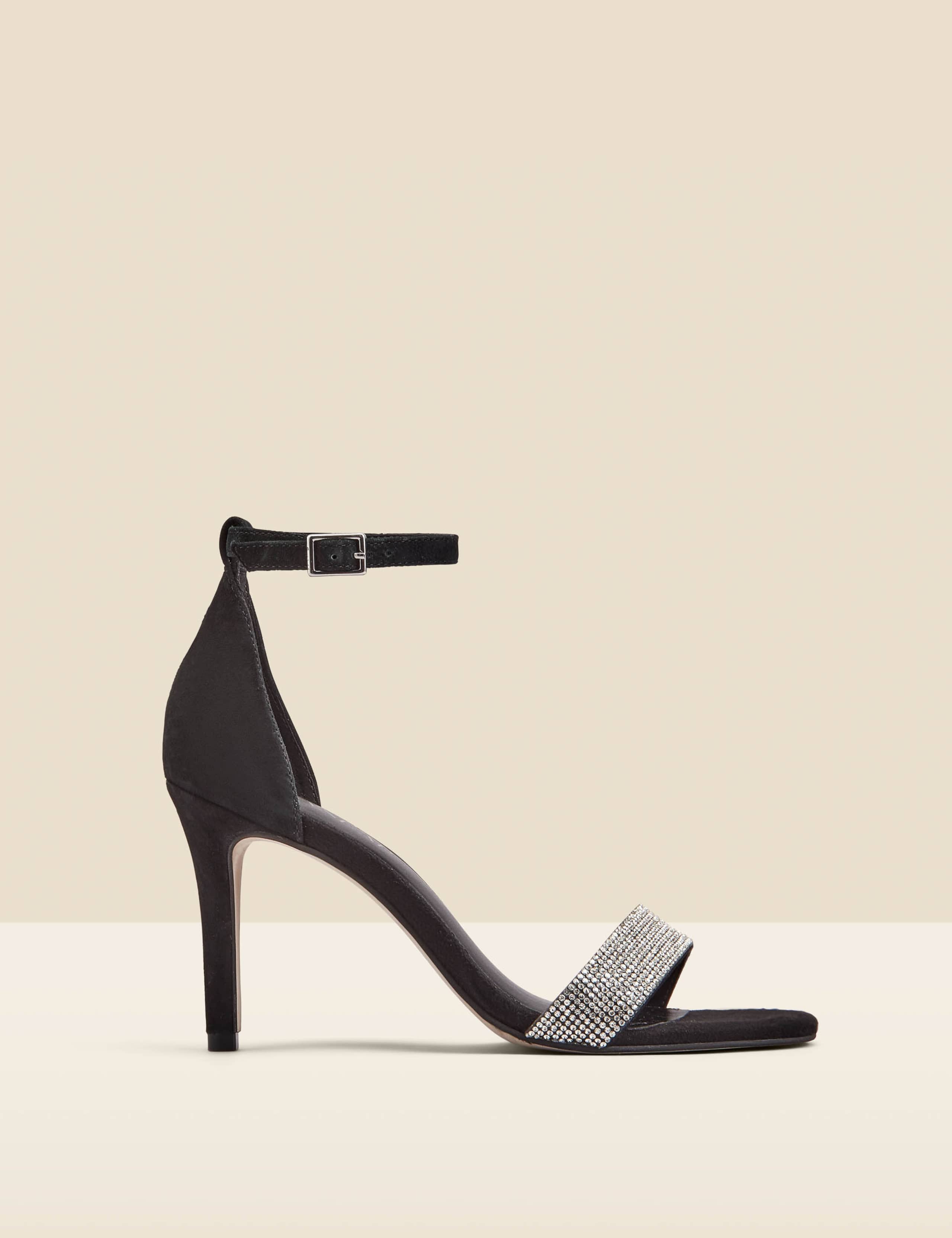 Leather Sparkle Stiletto Heel Sandals 2 of 5