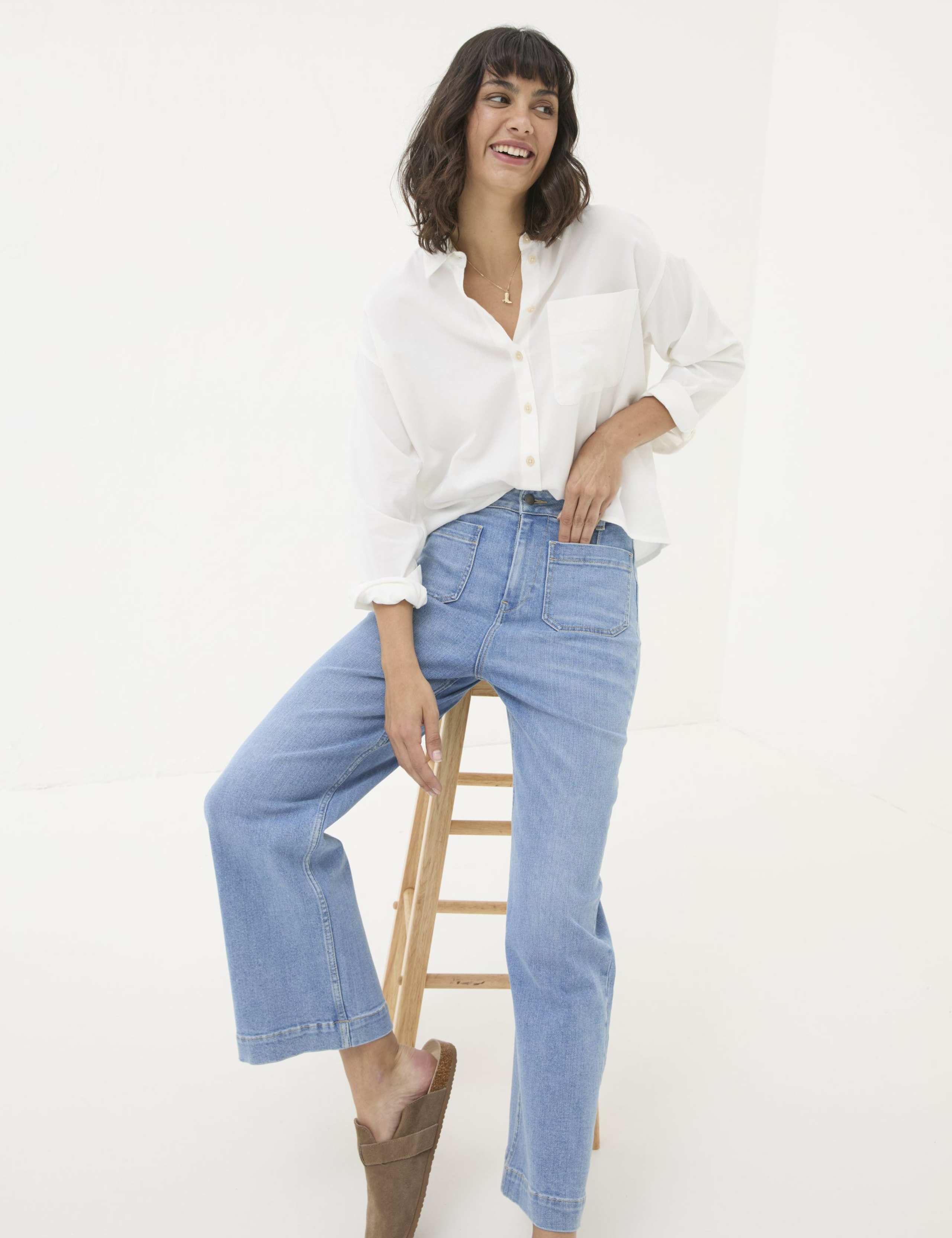 High Waisted Wide Leg Cropped Jeans 7 of 7