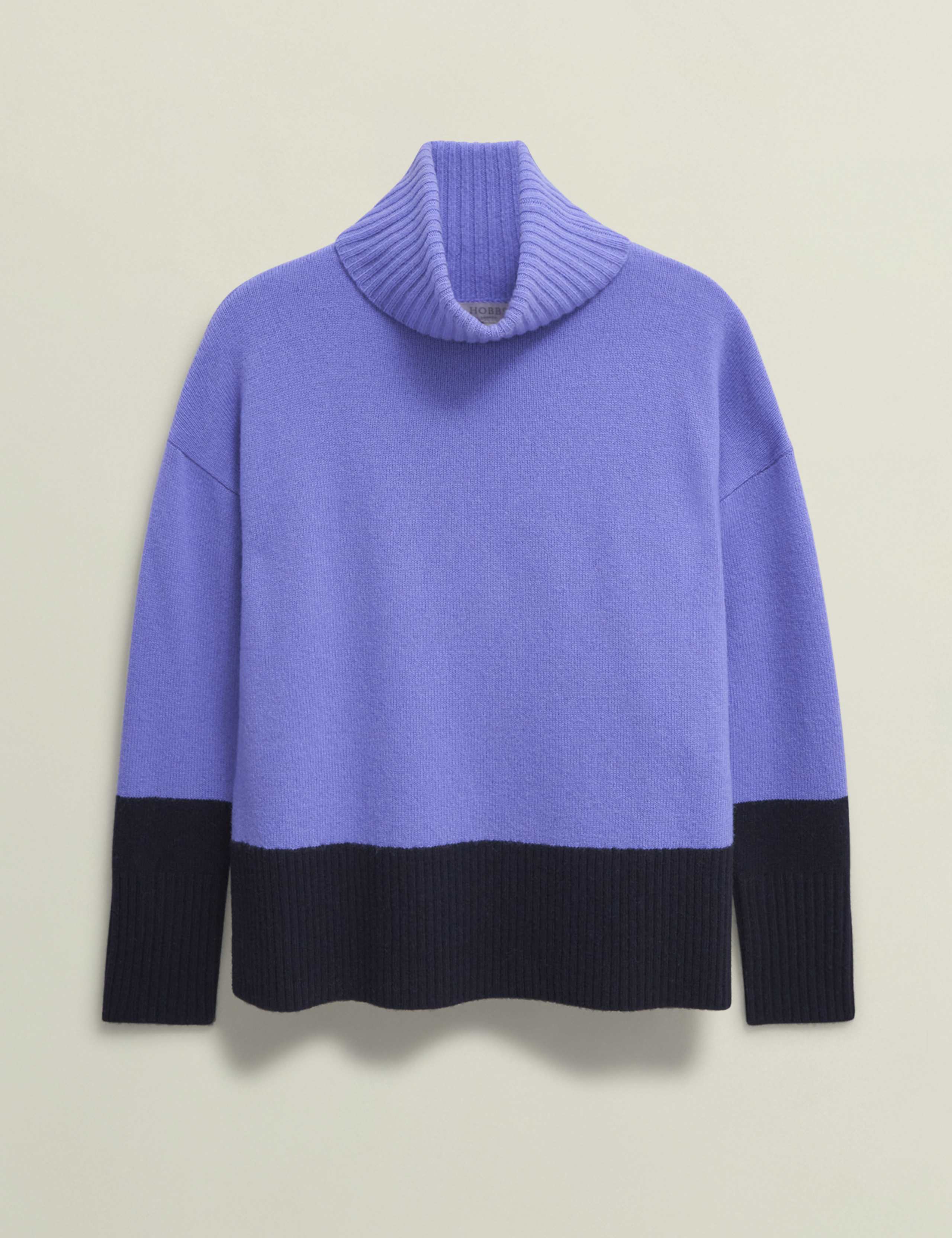 Merino Wool Rich Colour Block Roll Neck Jumper 2 of 7