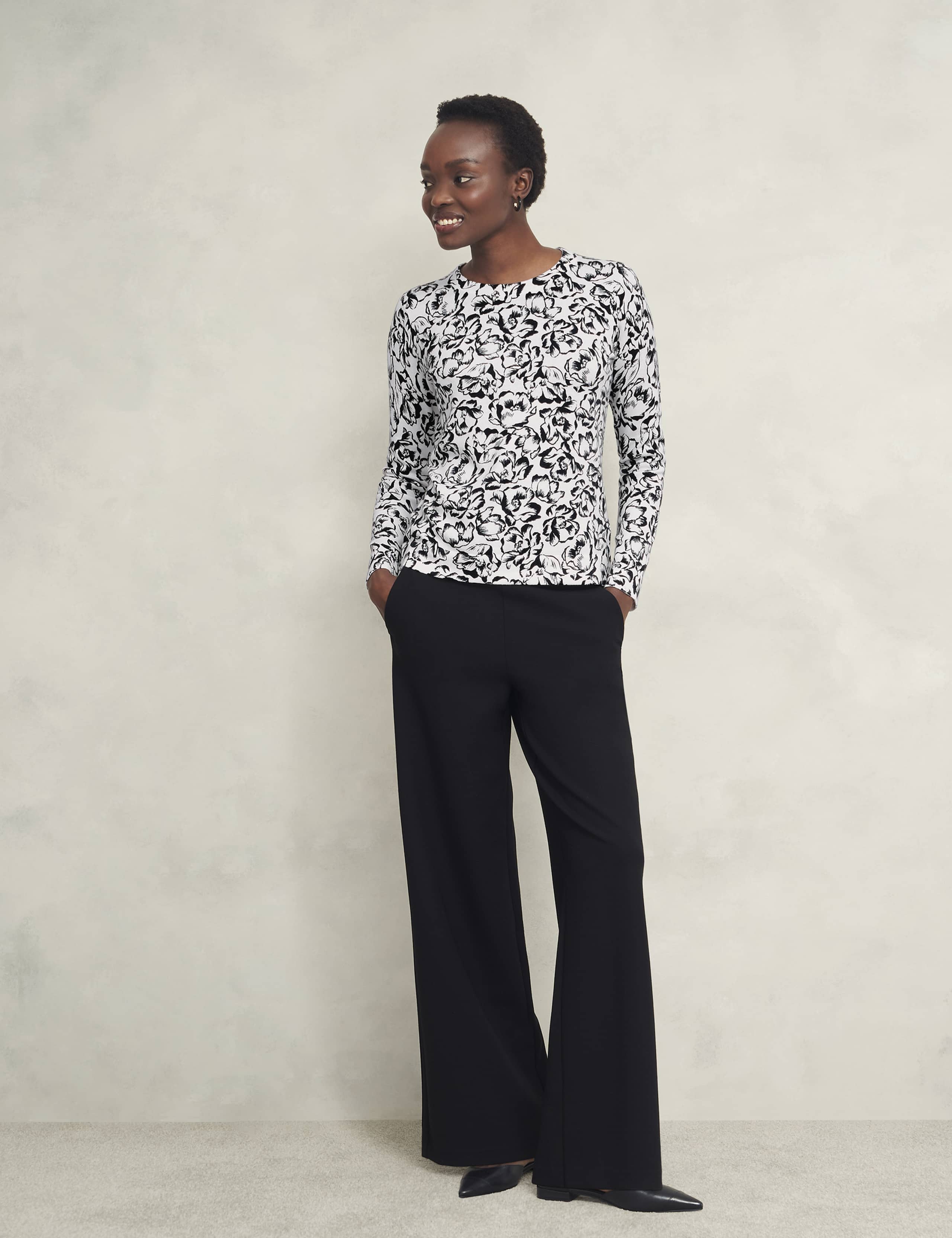 Cotton Rich Floral Jumper with Merino Wool 3 of 6