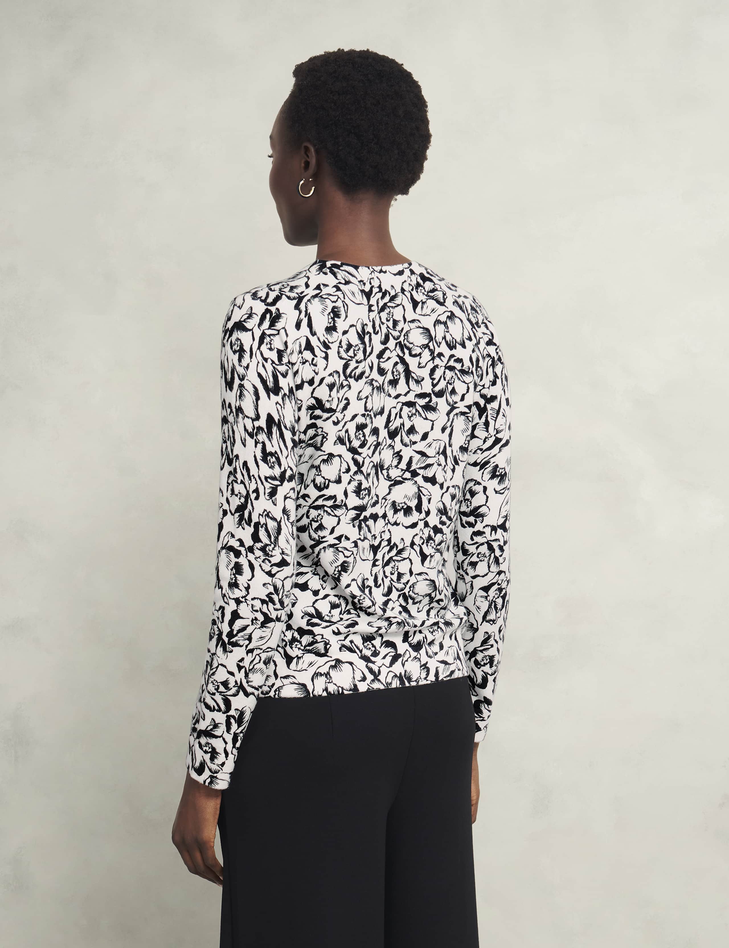 Cotton Rich Floral Jumper with Merino Wool 4 of 6