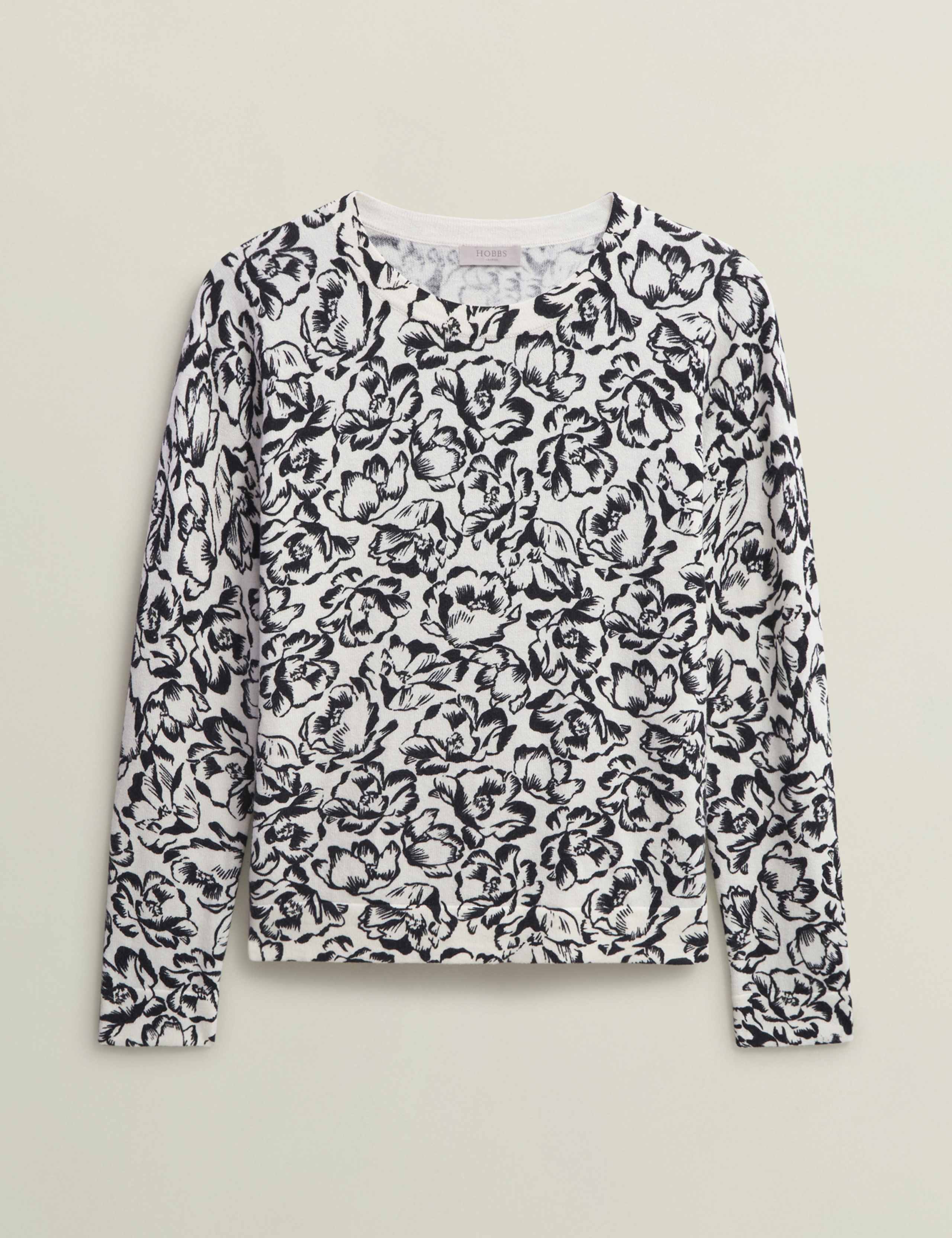 Cotton Rich Floral Jumper with Merino Wool 2 of 6