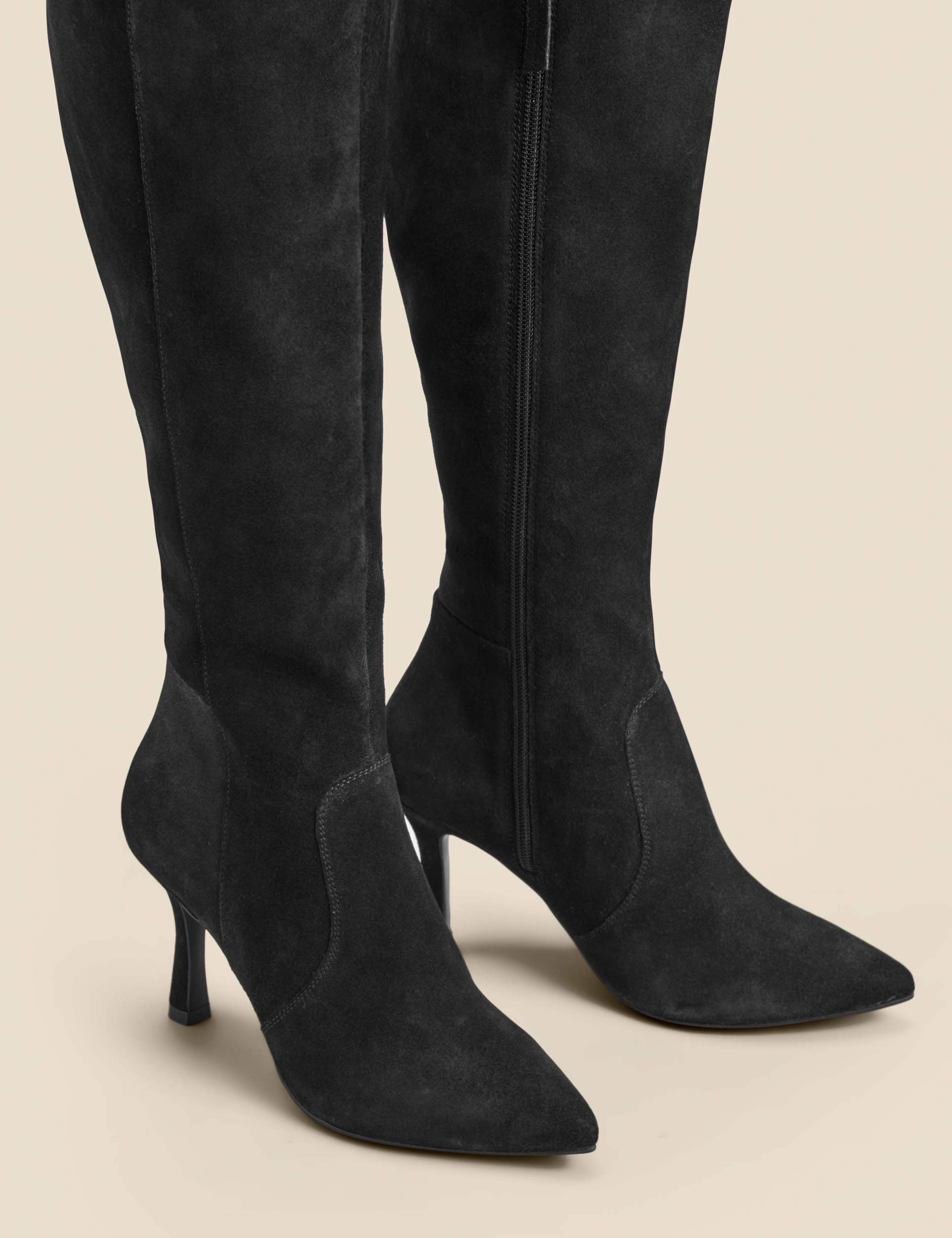 Suede Stiletto Heel Pointed Knee High Boots 5 of 5