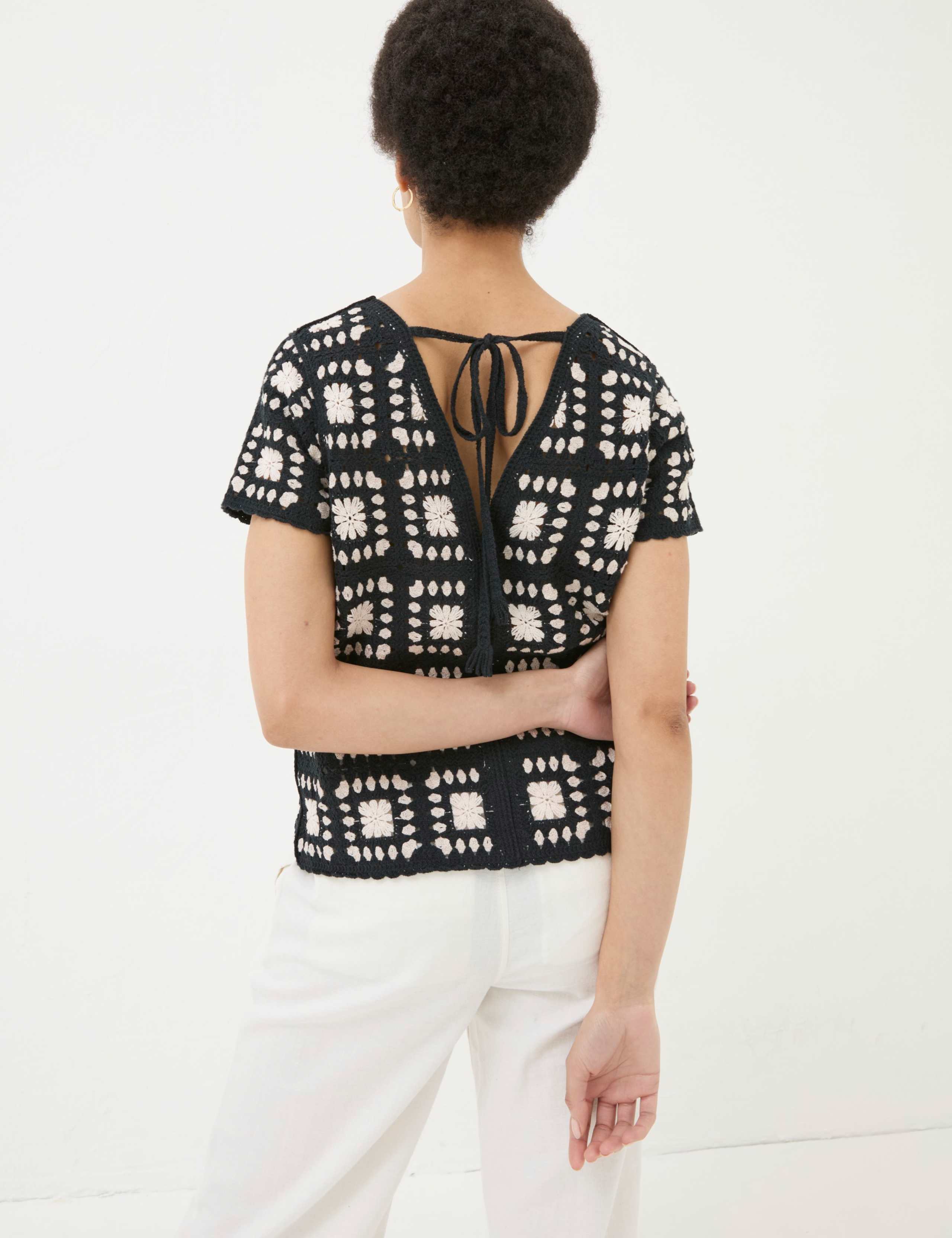 Pure Cotton Patchwork Textured Knitted Top 3 of 5