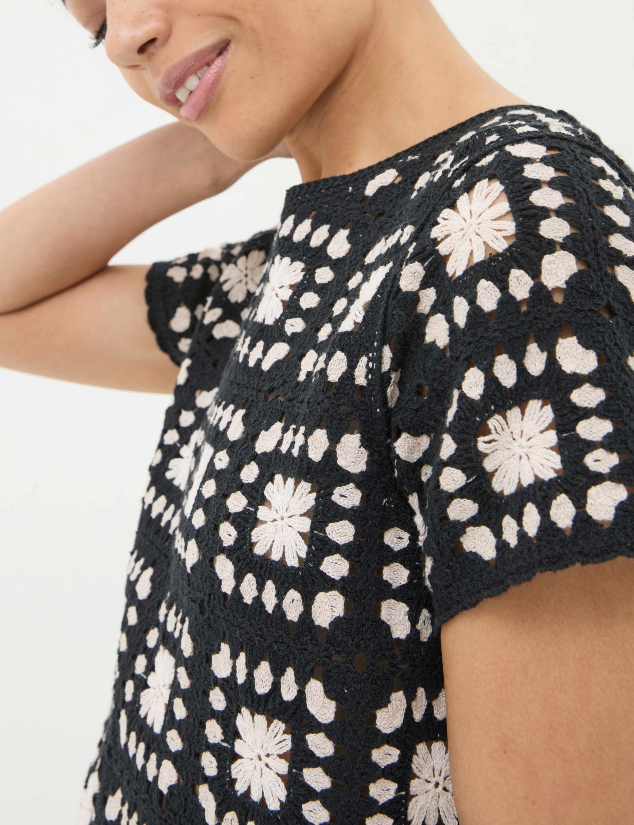 Pure Cotton Patchwork Textured Knitted Top 4 of 5