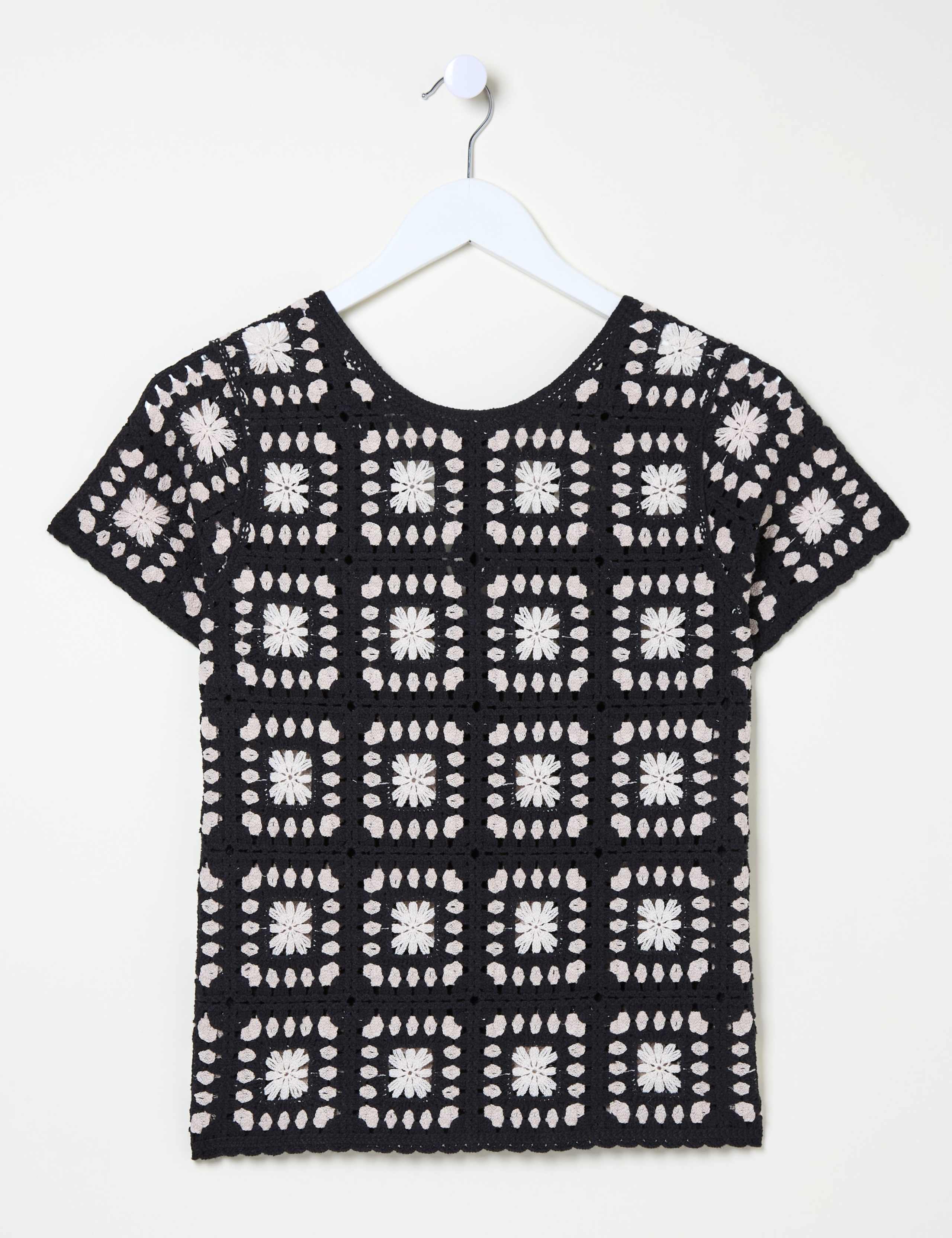 Pure Cotton Patchwork Textured Knitted Top 2 of 5