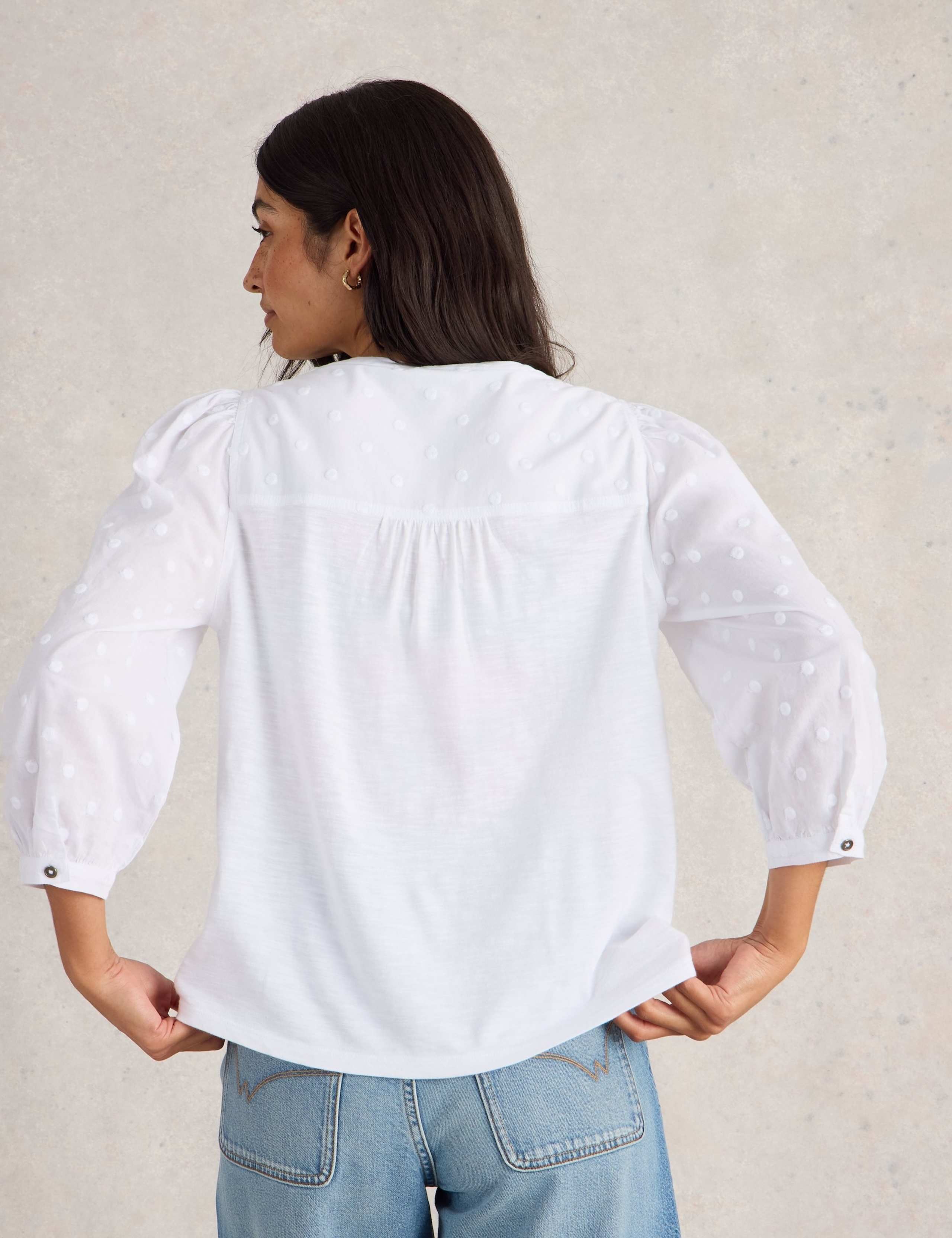 Cotton Modal Polka Dot Button Detail Blouse 4 of 6