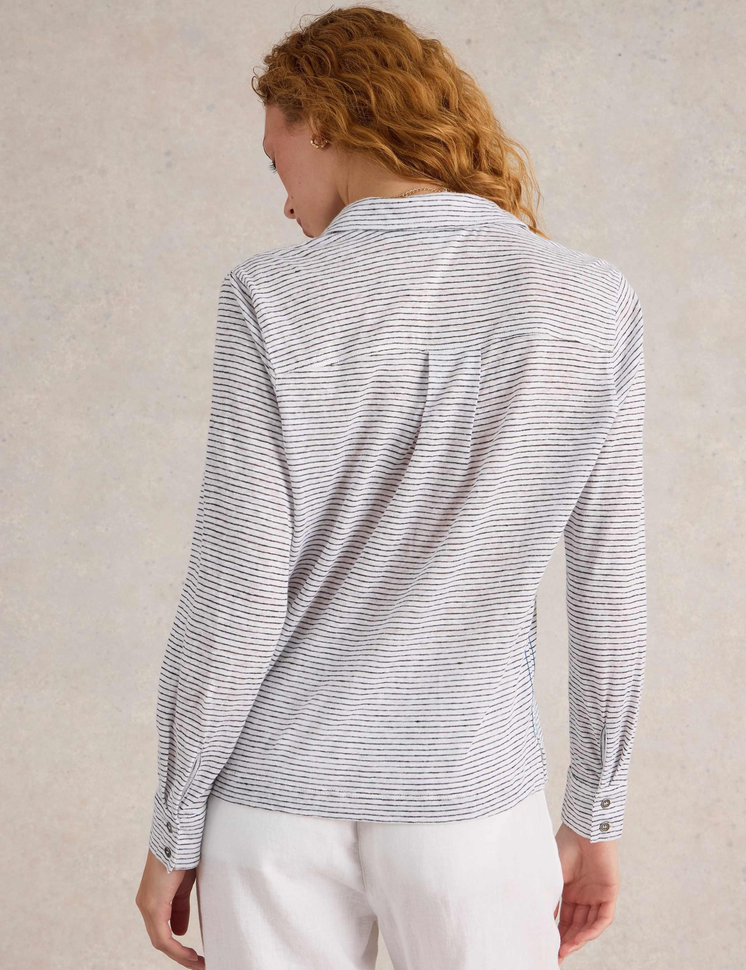 Pure Linen Striped Collared Shirt 4 of 6