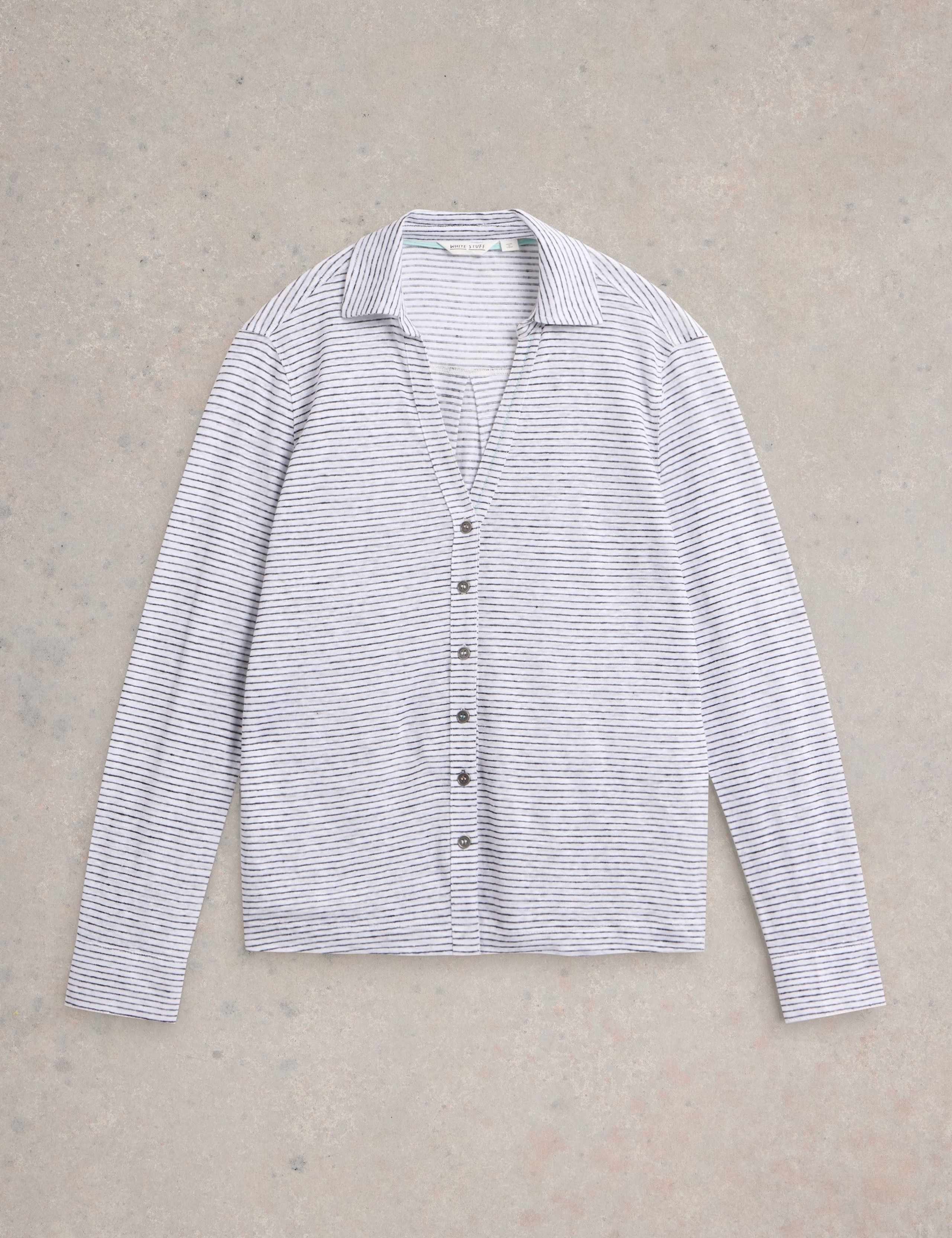 Pure Linen Striped Collared Shirt 2 of 6