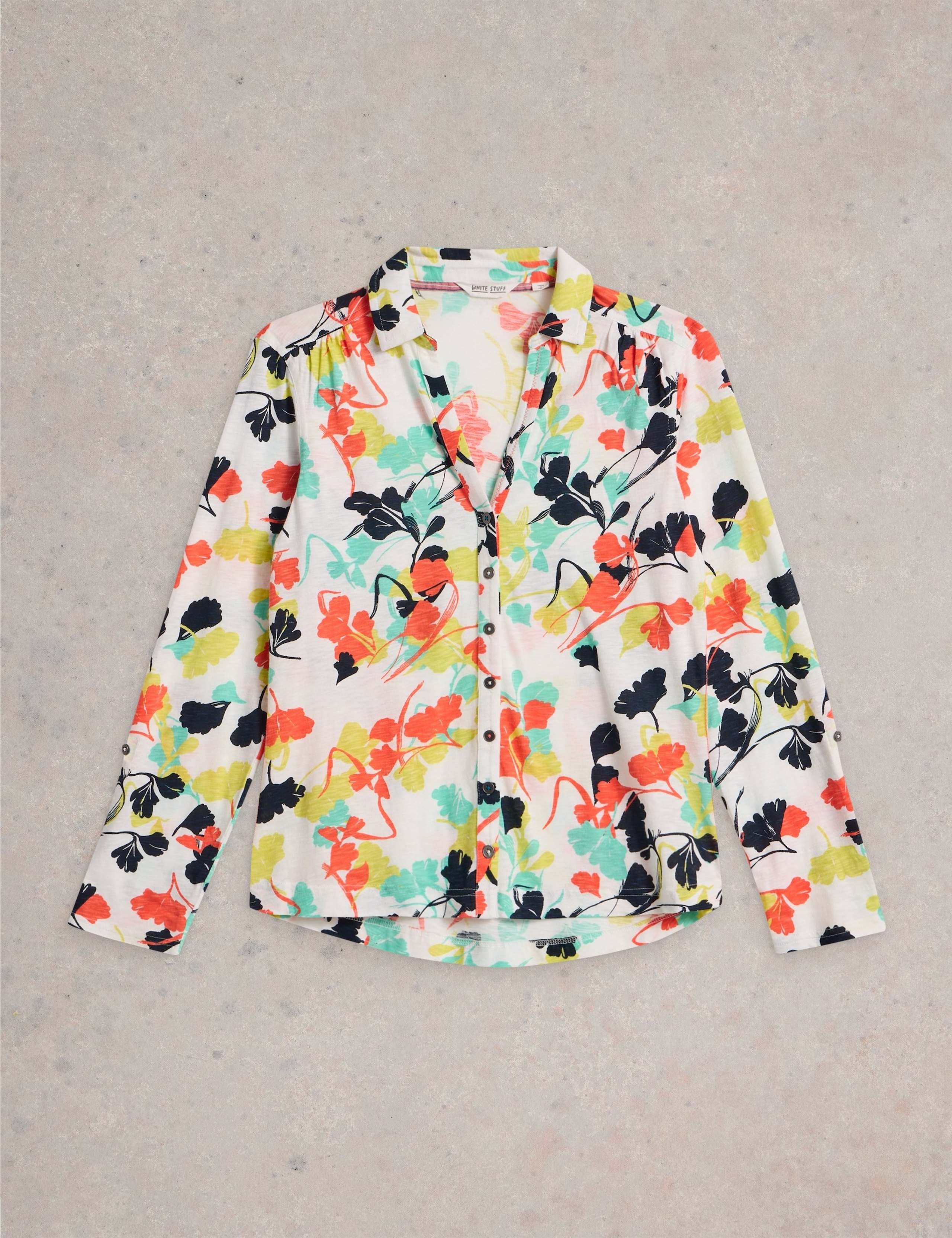 Jersey Printed Collared V-Neck Shirt 2 of 6
