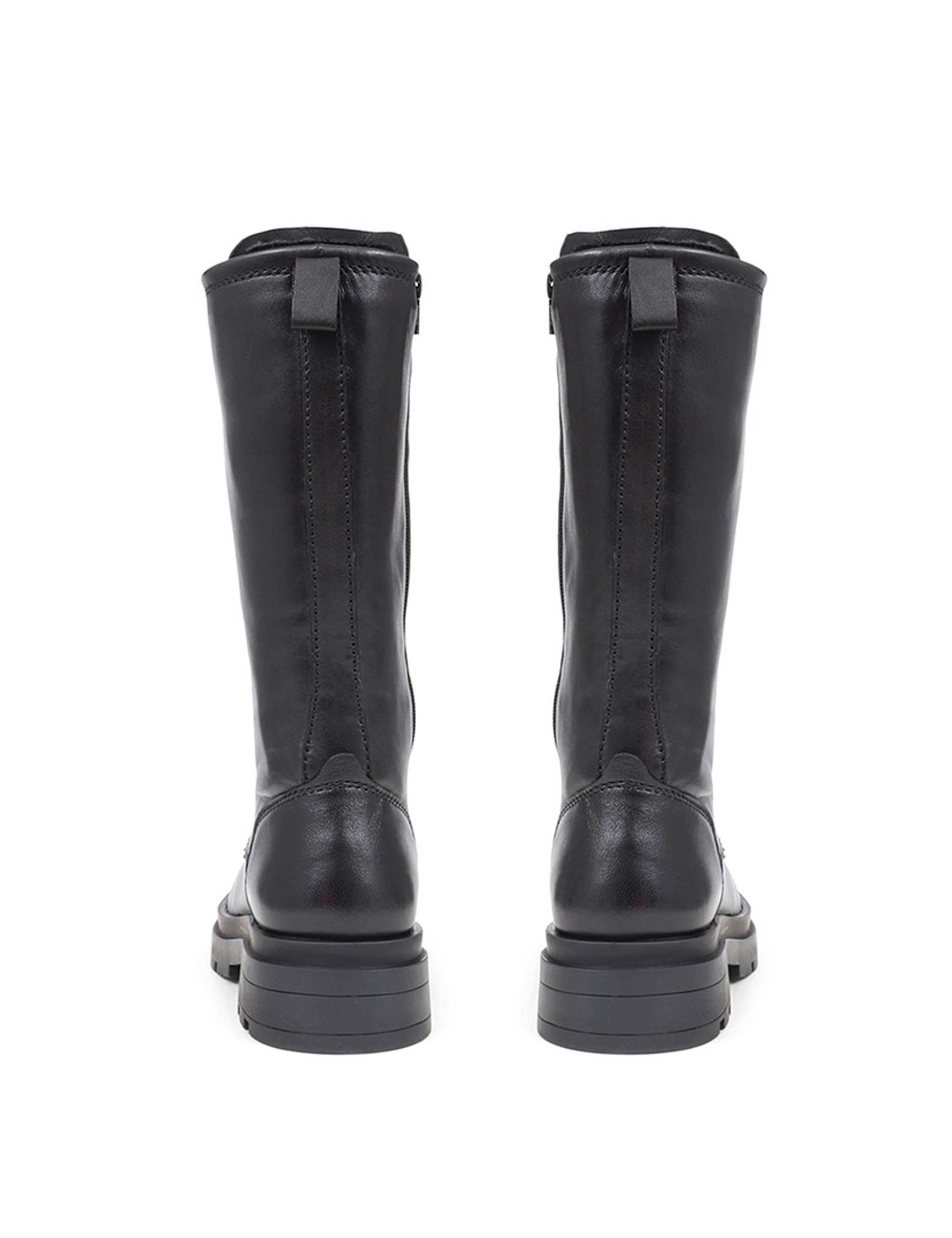 Leather Biker Lace Up Block Heel Boots 5 of 6