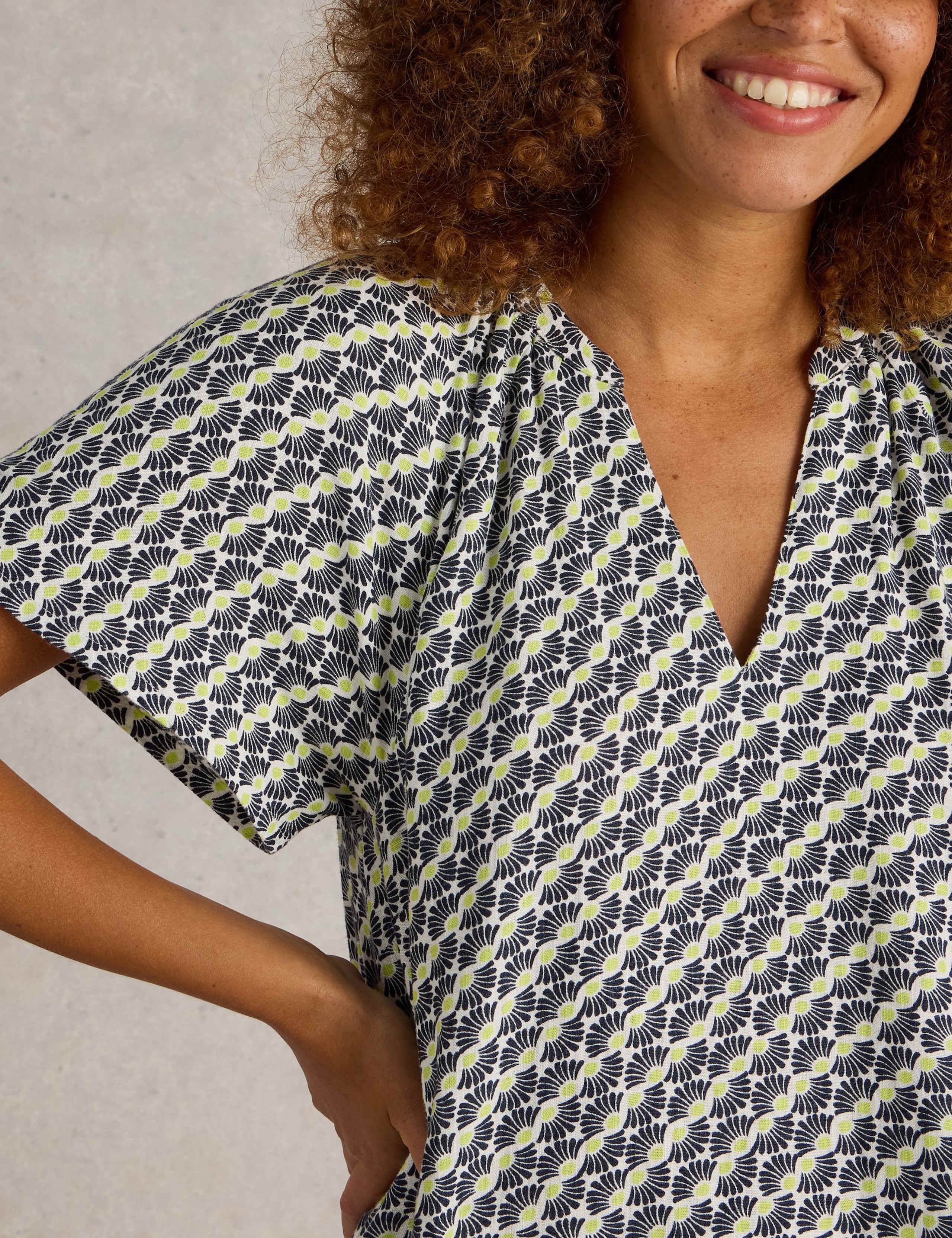 Printed V-Neck Tea Dress 5 of 6