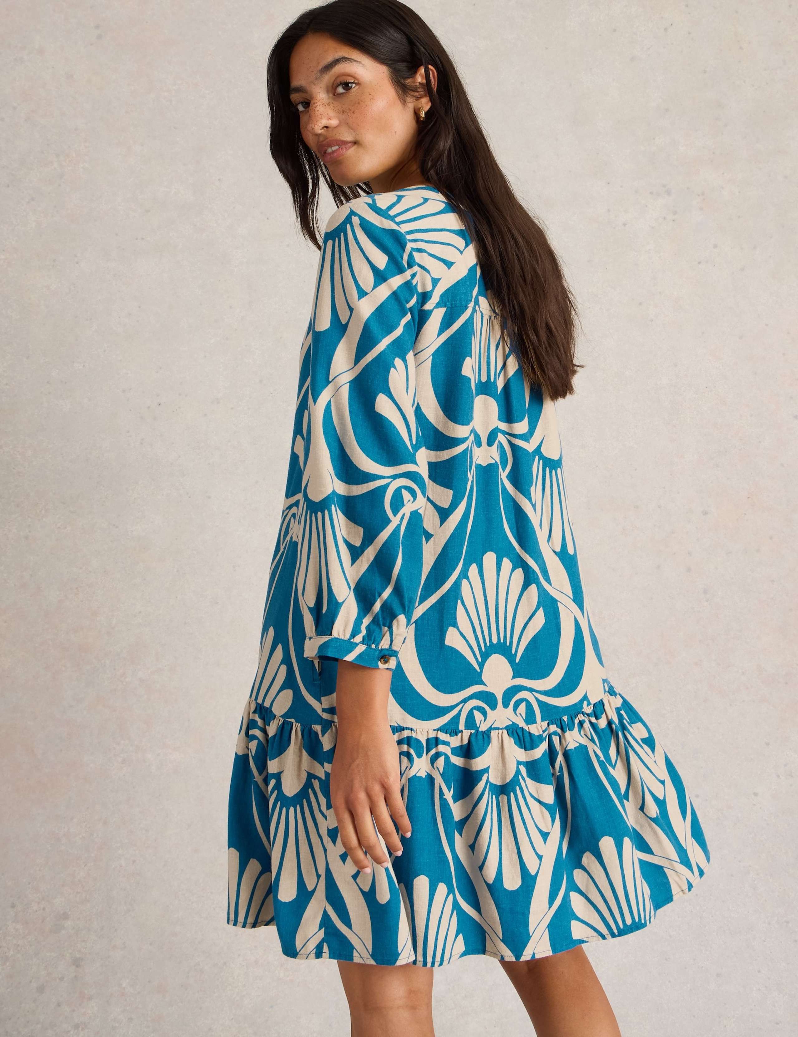 Linen Rich Printed Tea Dress 4 of 6